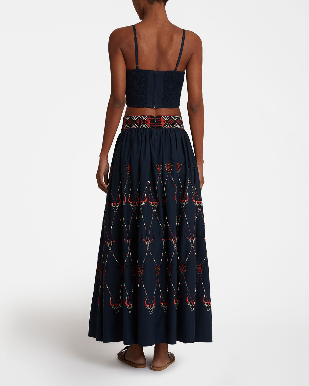 Ombretta Skirt with Sacred Bulls Embroidery