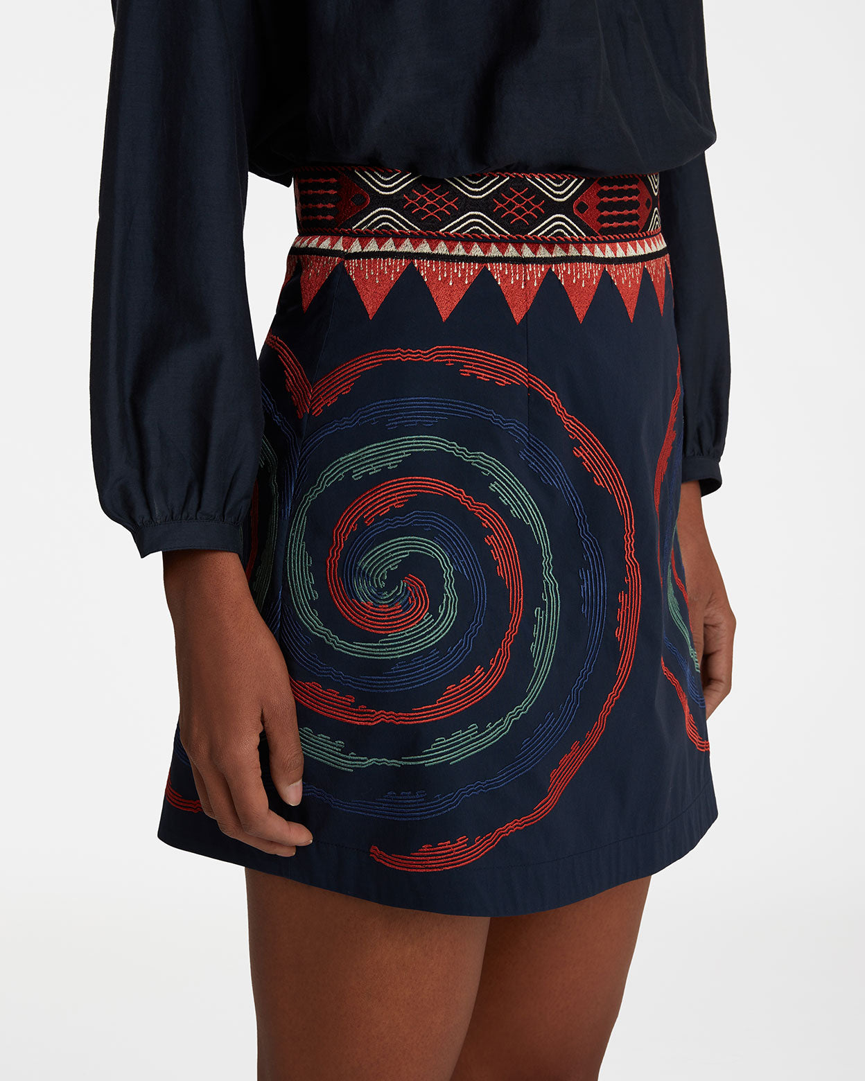 Giuliana Mini-skirt with Sacred Bulls Embroidery