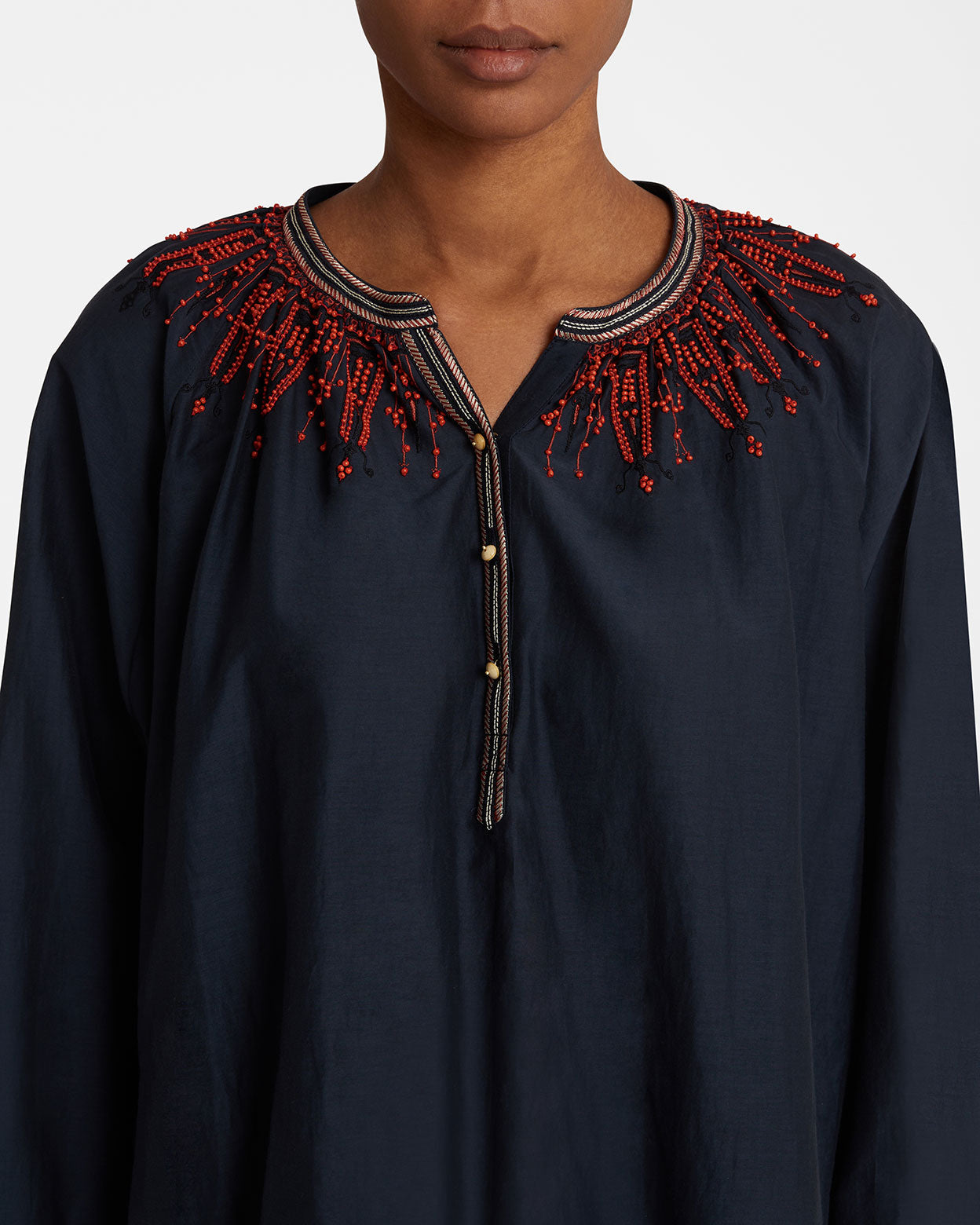 Sun Shirt with Sacred Bulls Embroidery