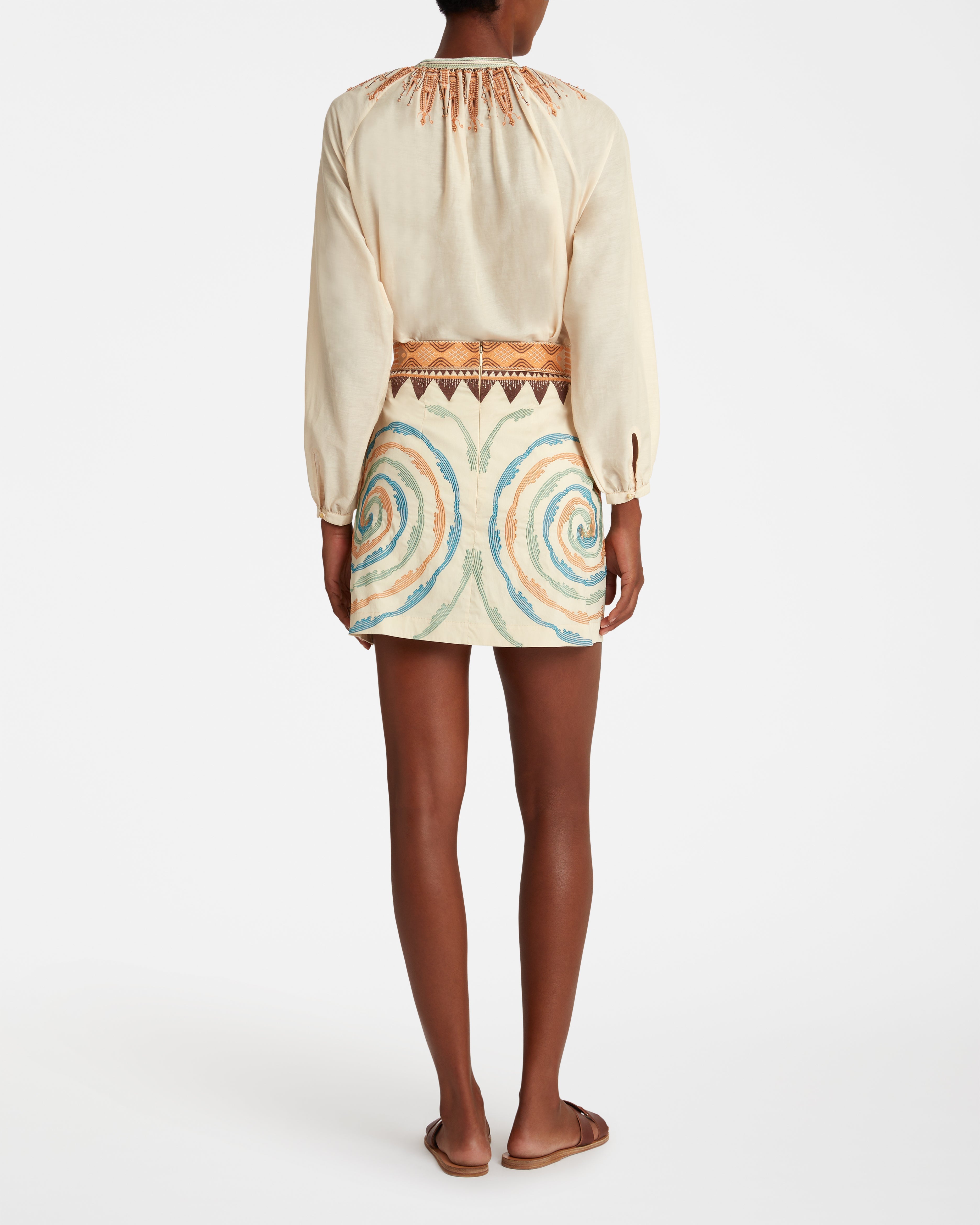 Sun Shirt with Sacred Bulls Embroidery