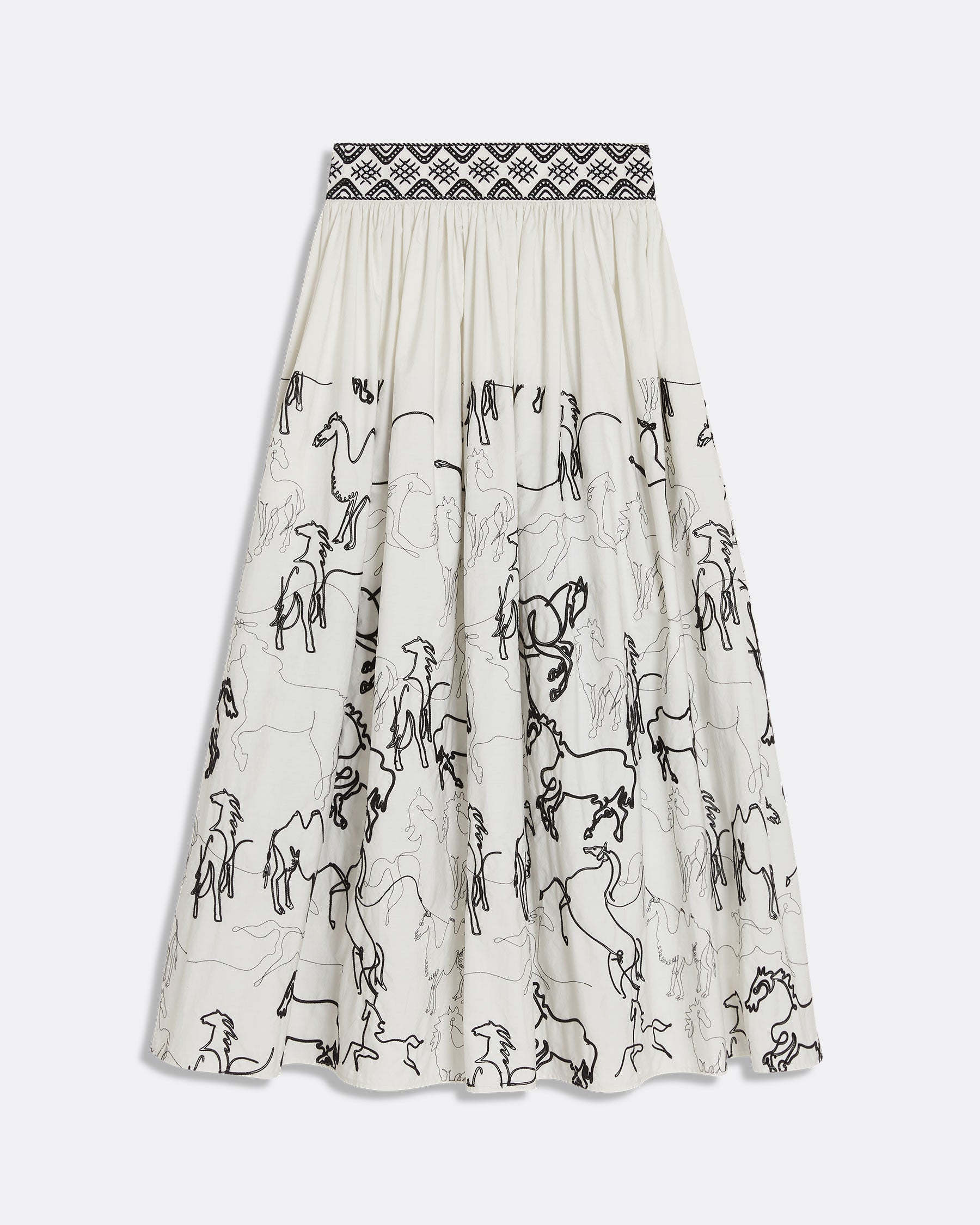 Ombretta Skirt with Wild Horse Embroidery