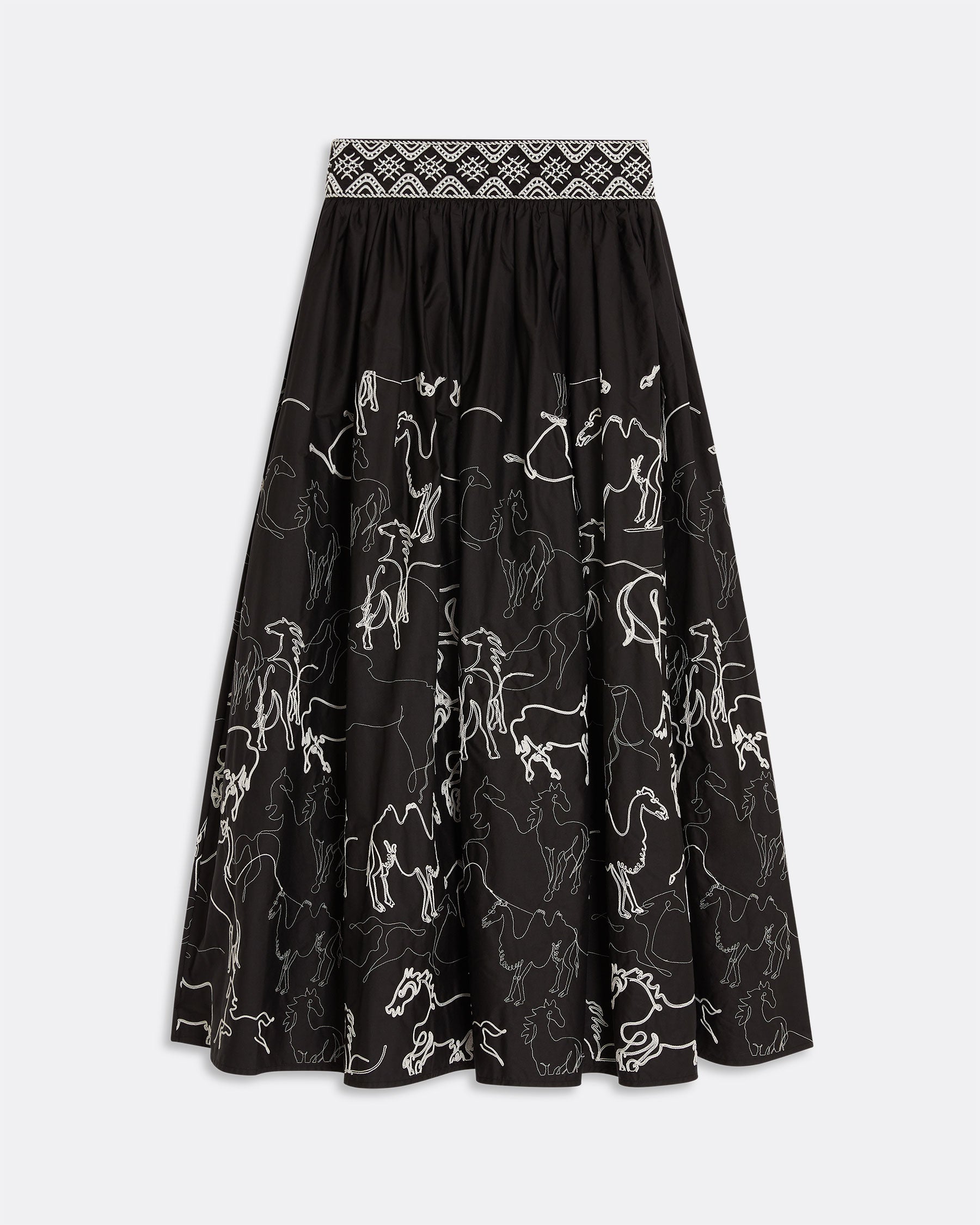 Ombretta Skirt with Wild Horse Embroidery