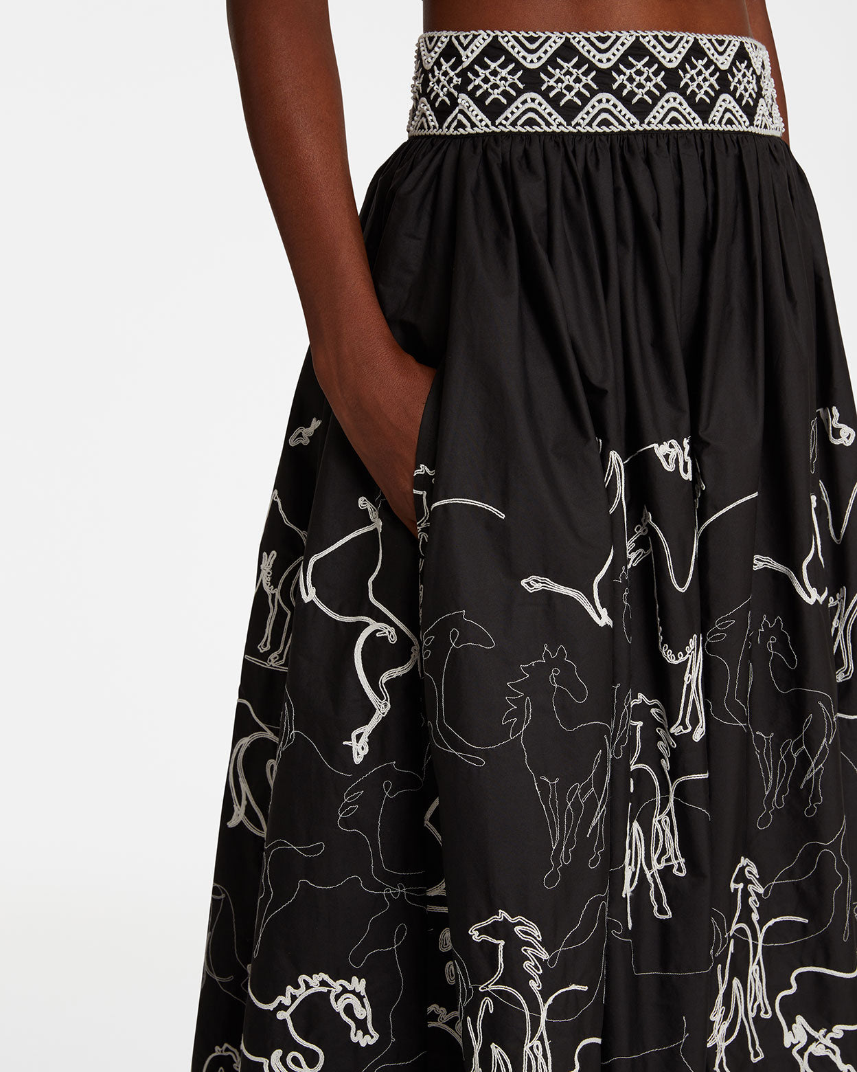 Ombretta Skirt with Wild Horse Embroidery