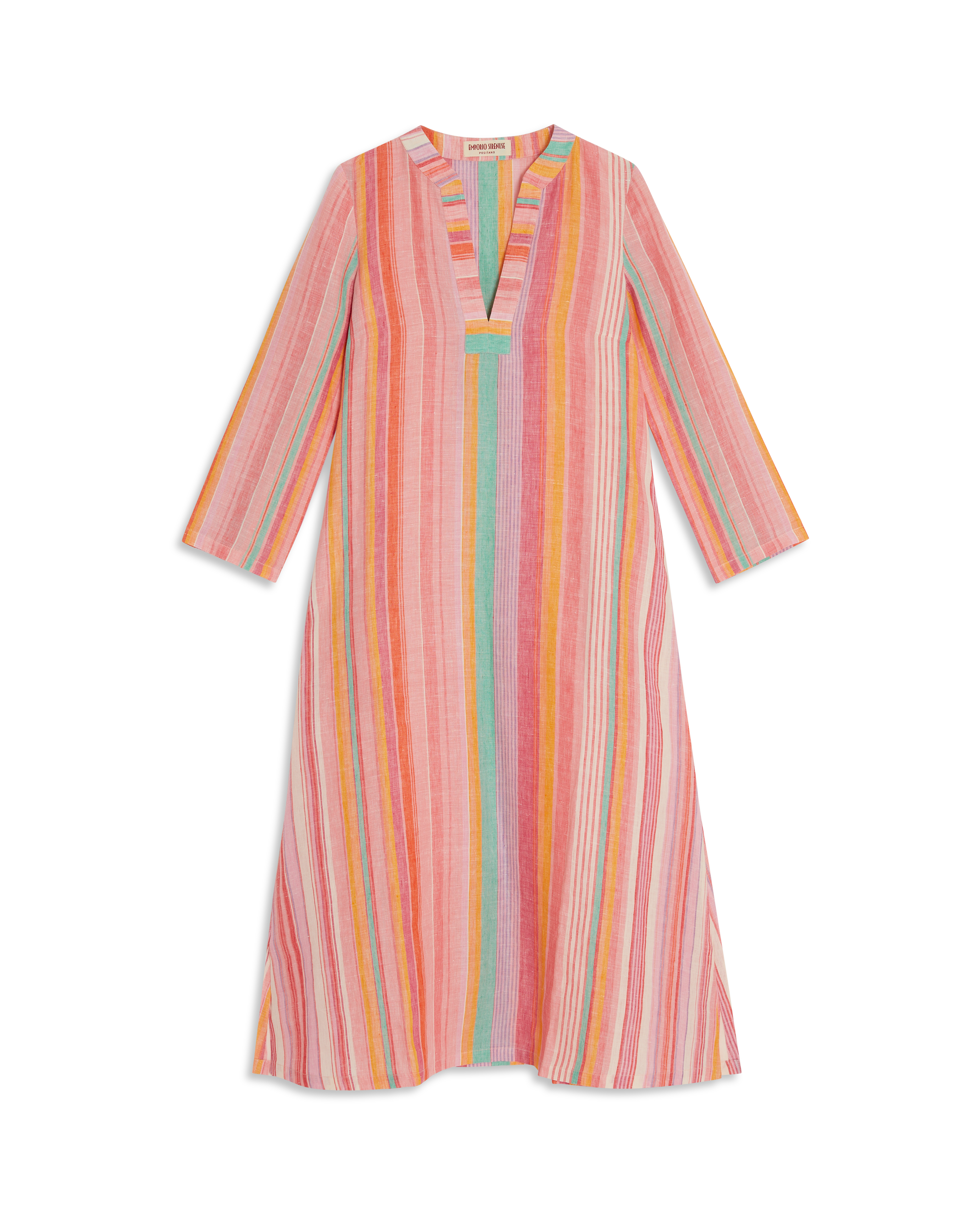 Giada Caftan In Rainbow Stripes