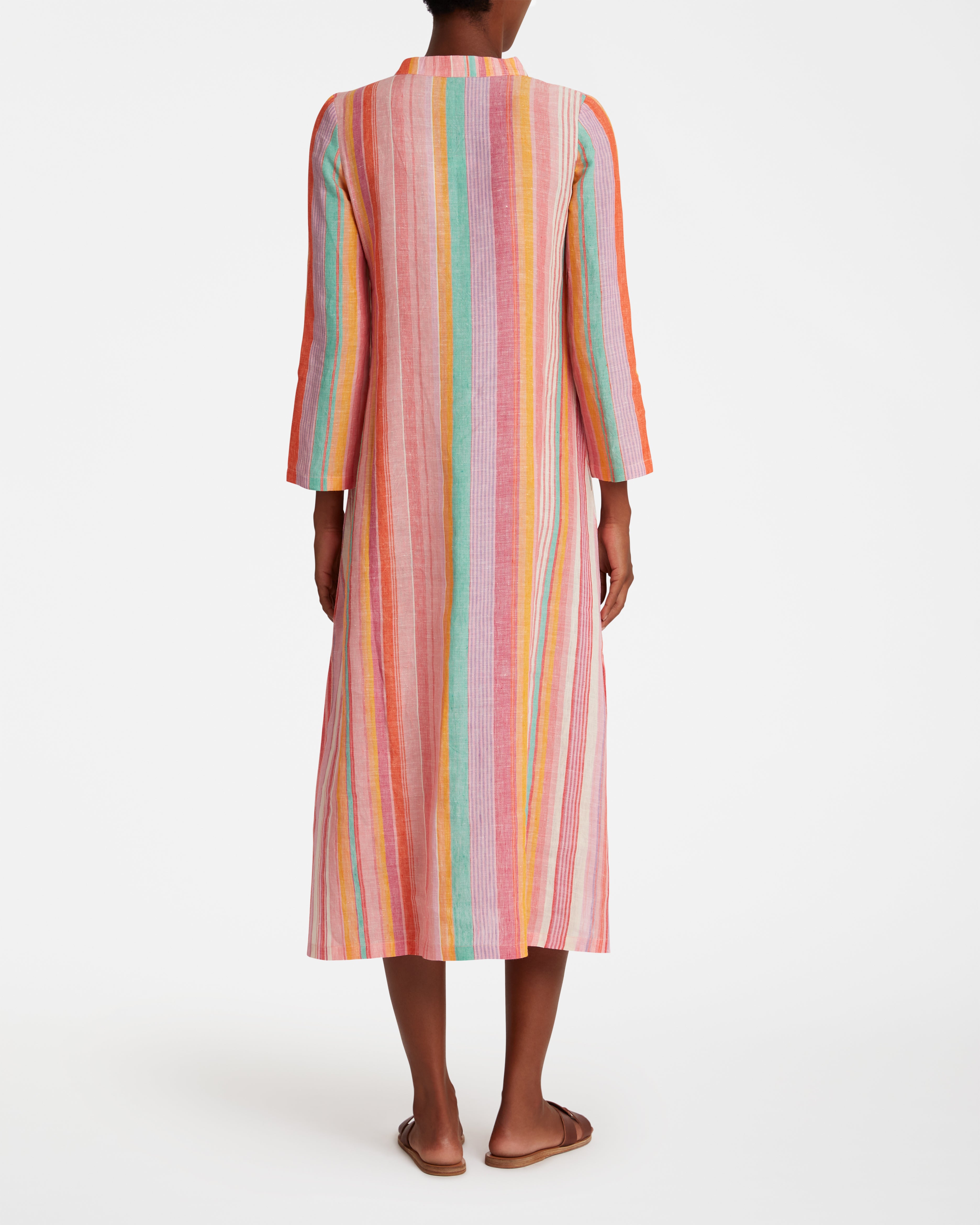 Giada Caftan In Rainbow Stripes