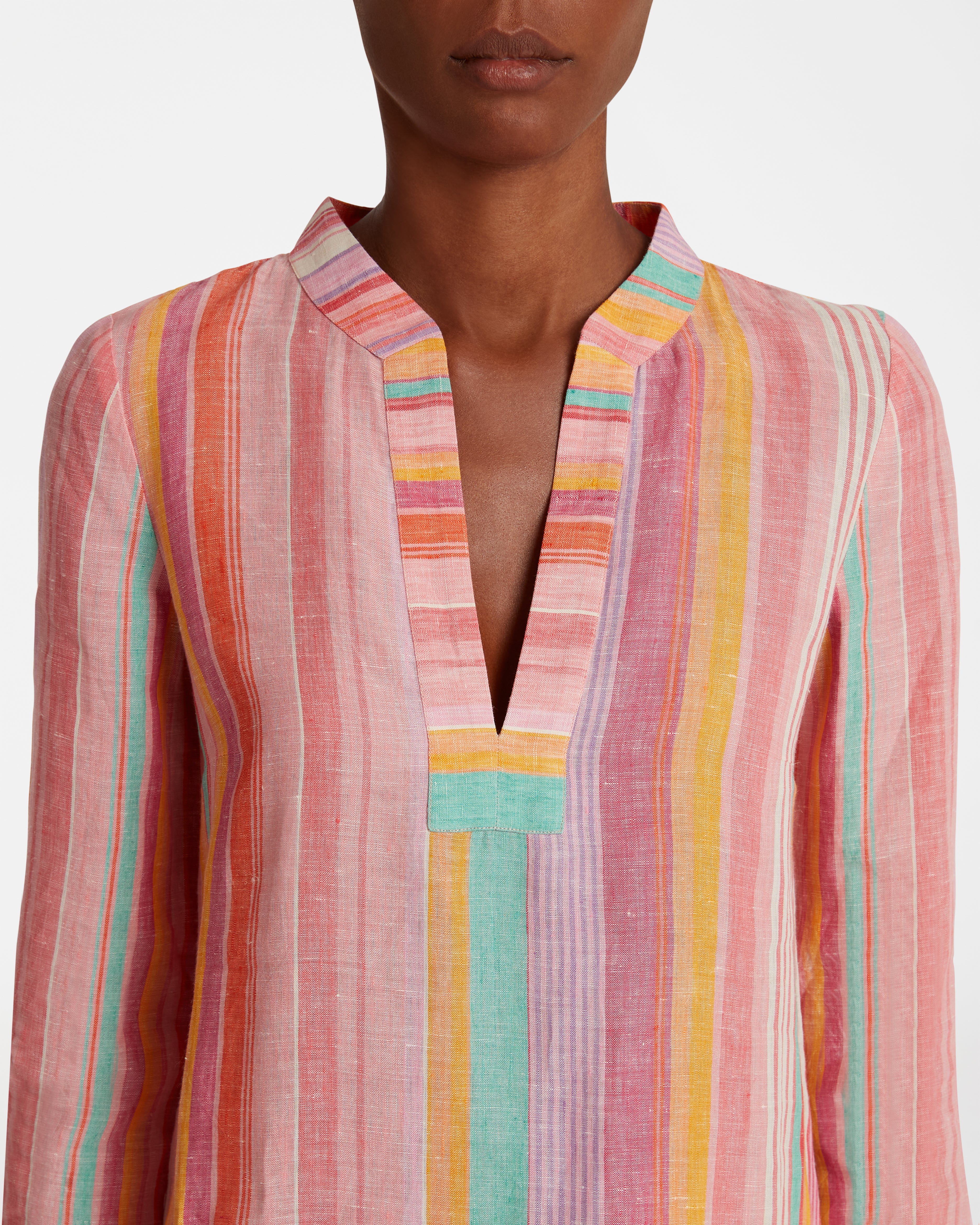 Giada Caftan In Rainbow Stripes