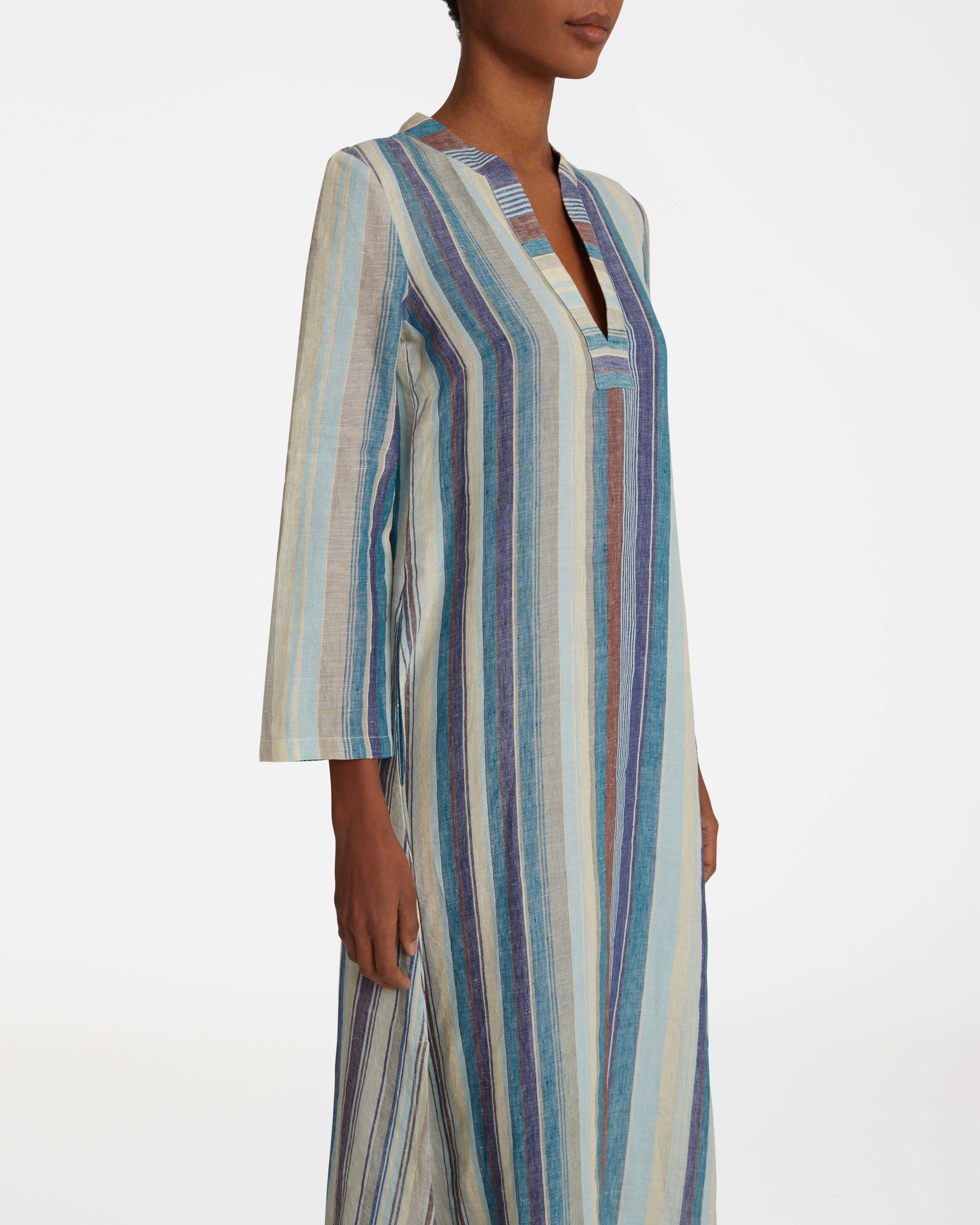 Giada Caftan In Rainbow Stripes