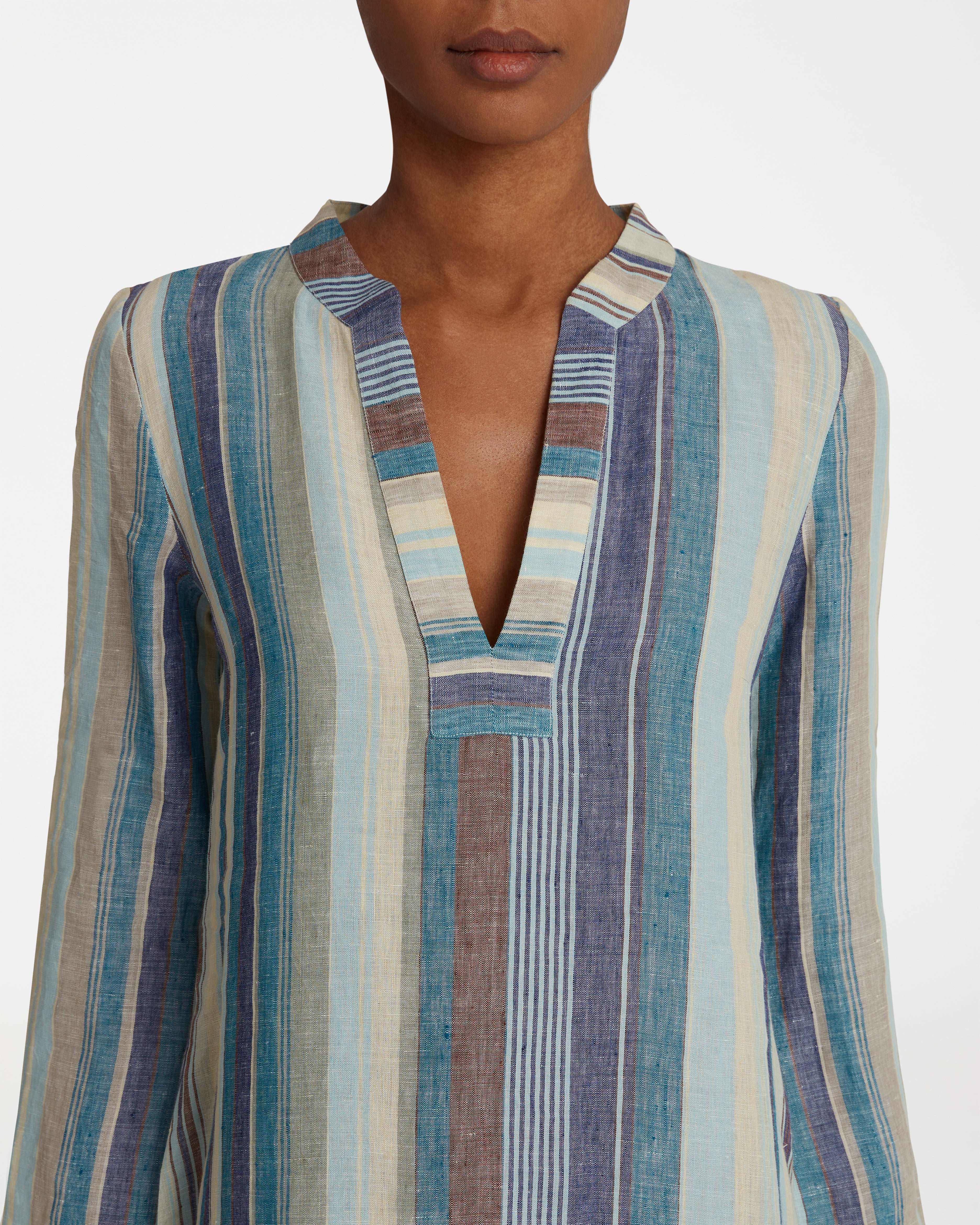 Giada Caftan In Rainbow Stripes