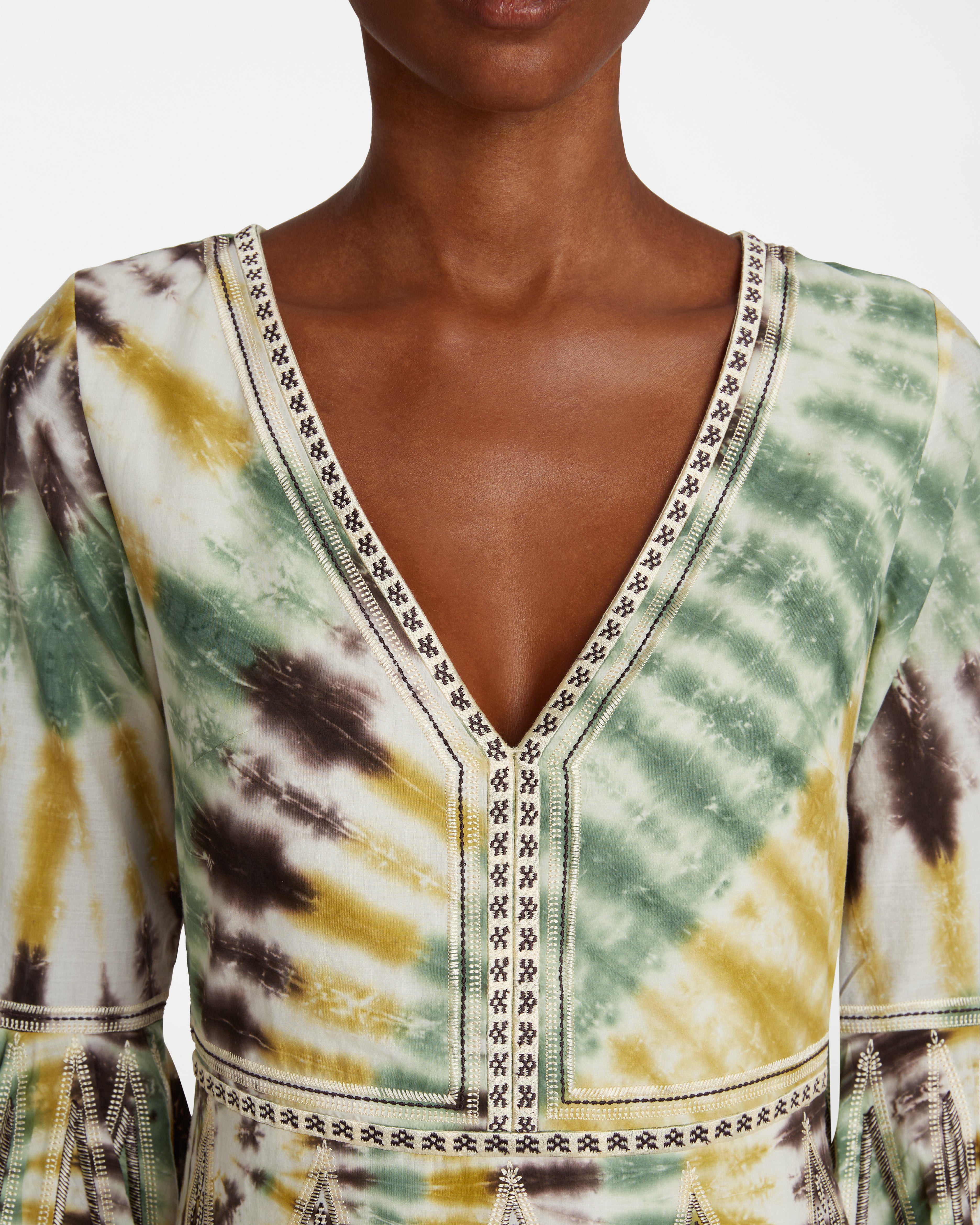 Bella Dress With Tie Dye Embroidery