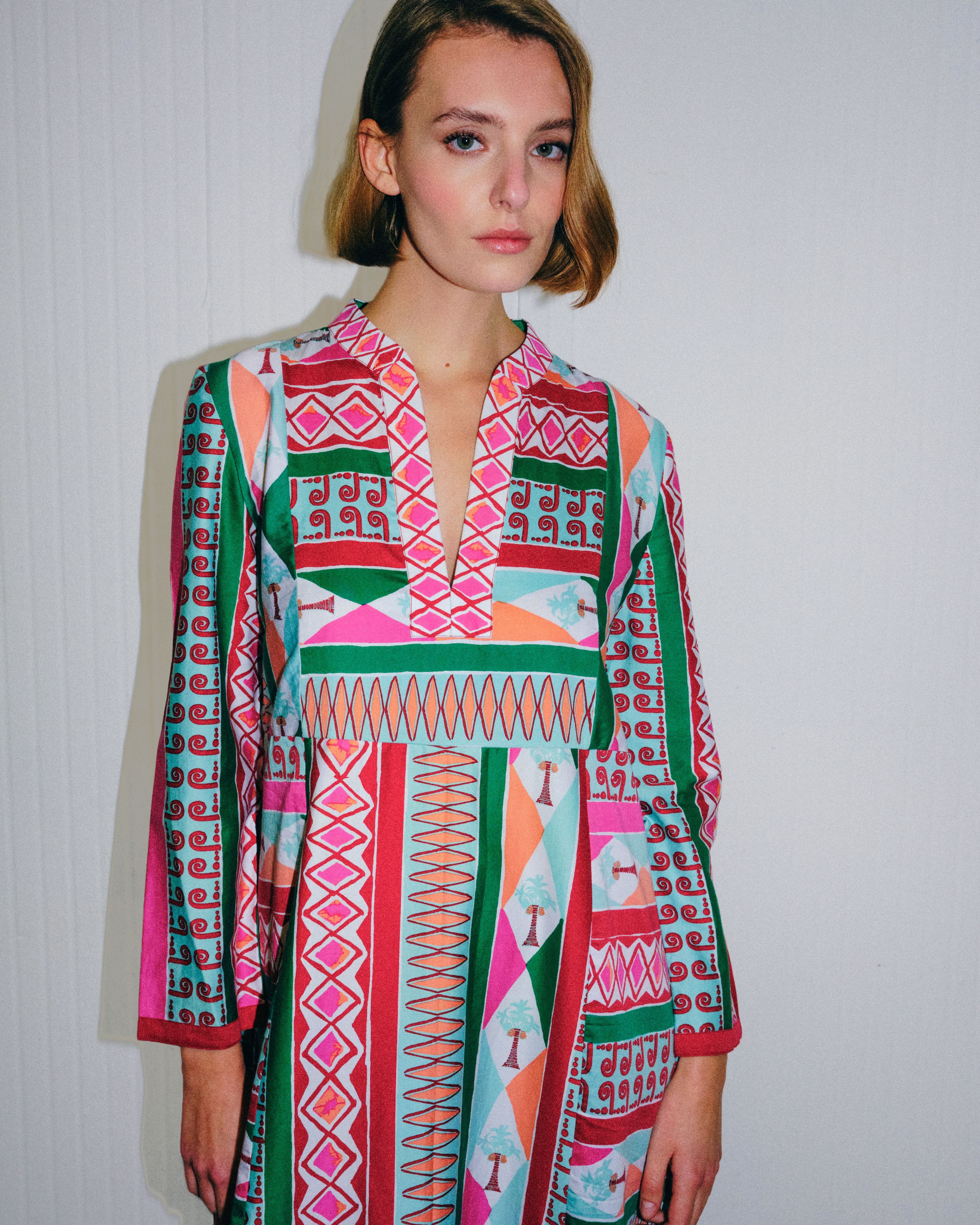 Giada Caftan in Arlecchino Print