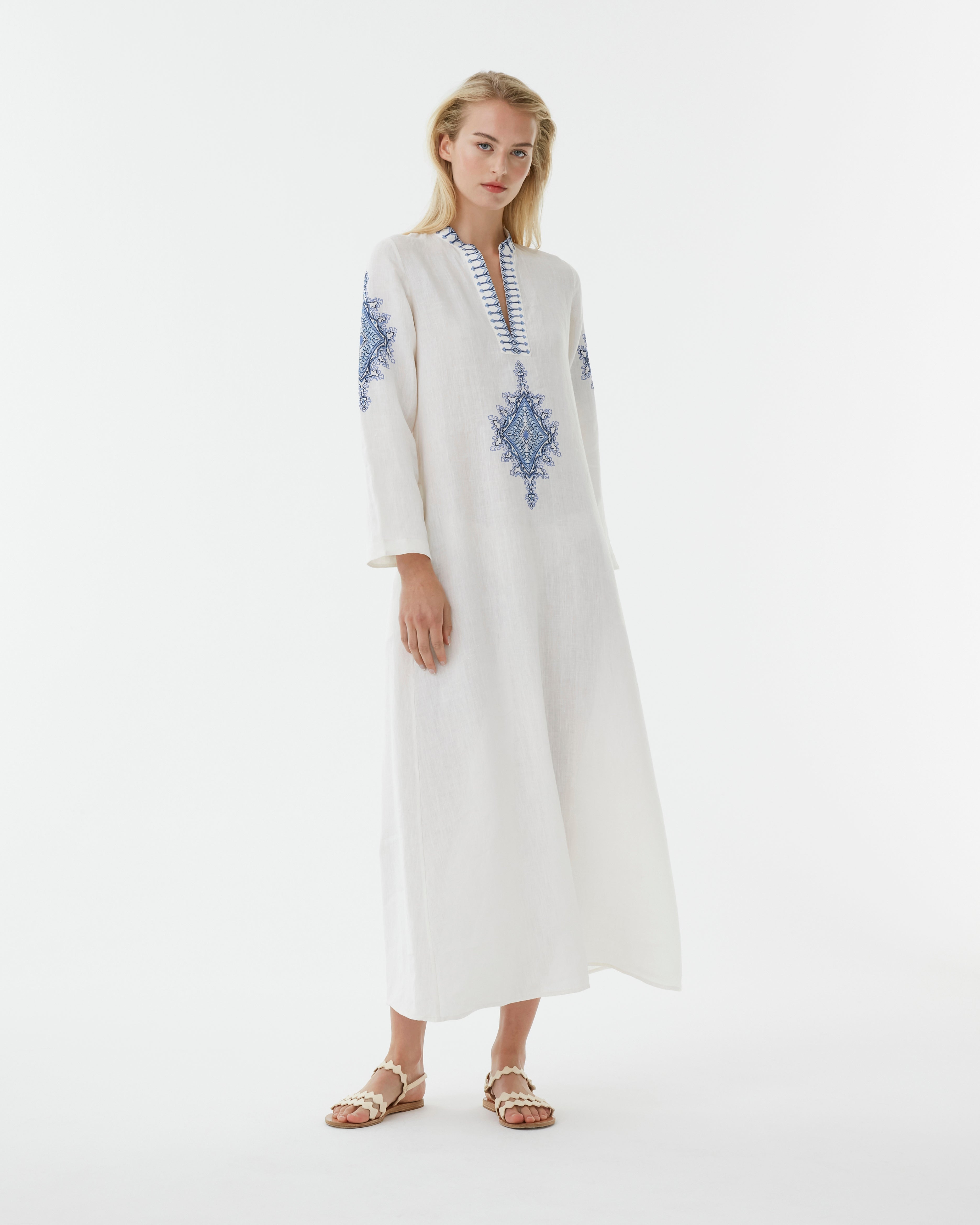 Jenna Caftan with Astragal Embroidery