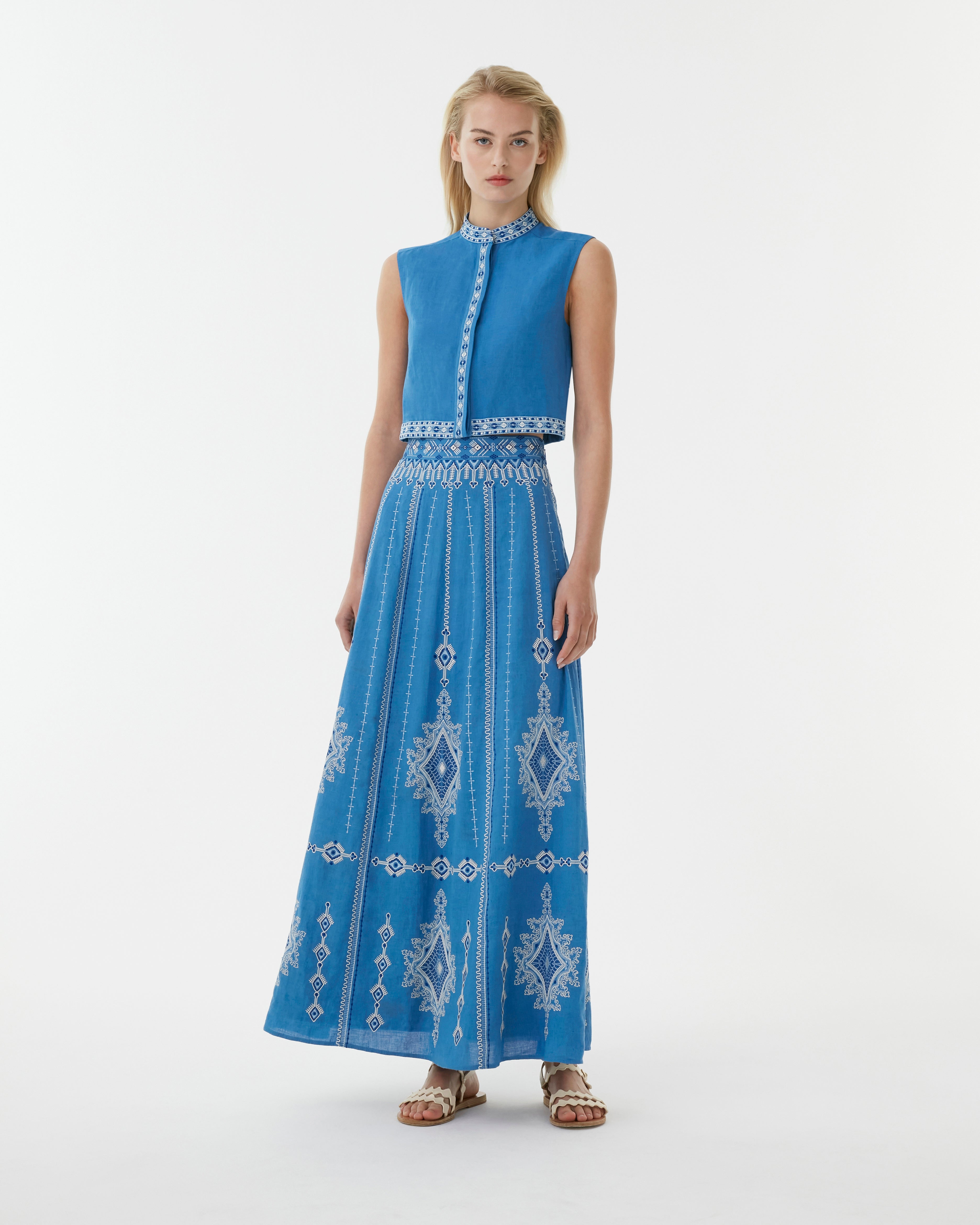 Camille Skirt with Astragal Embroidery