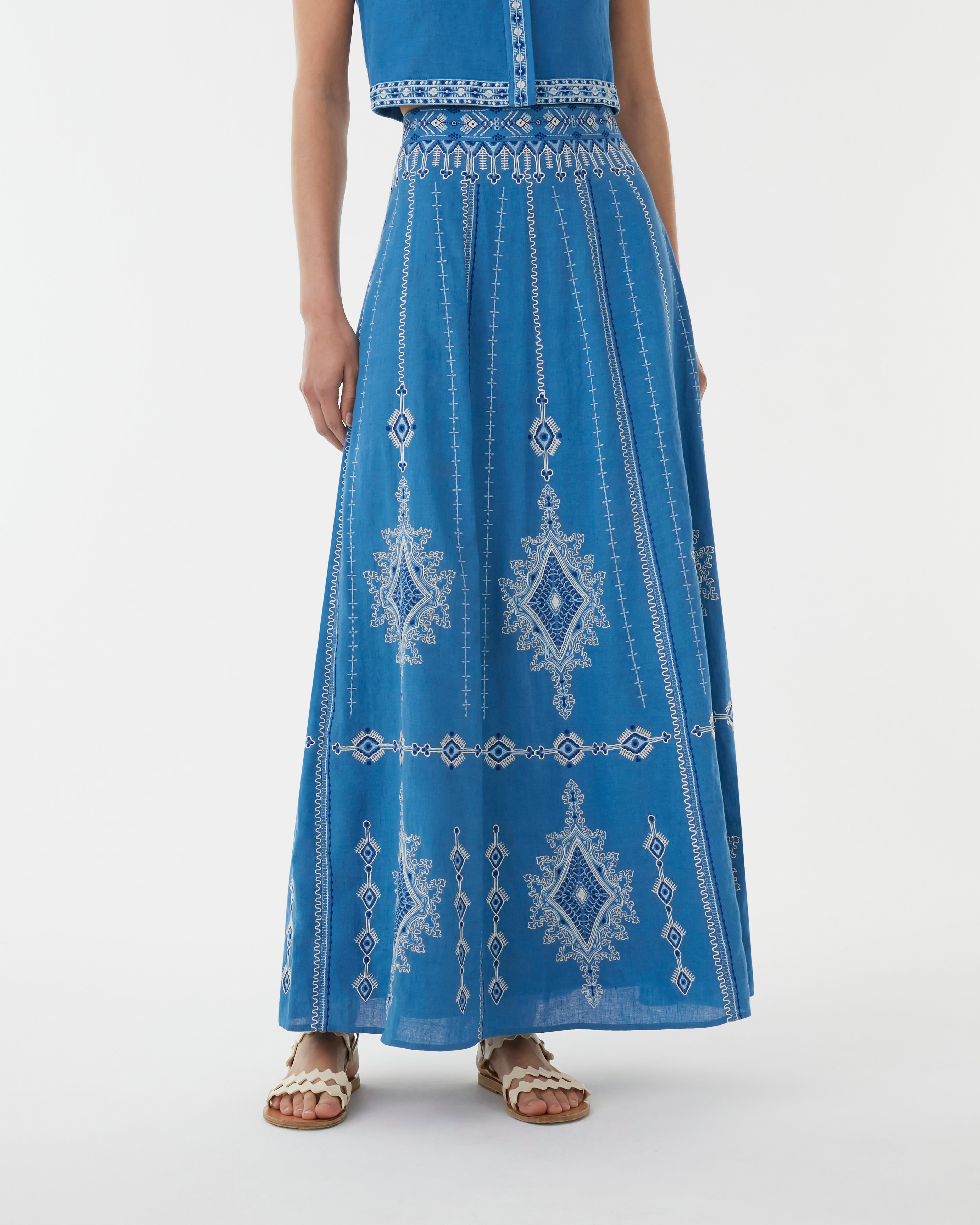 Camille Skirt with Astragal Embroidery