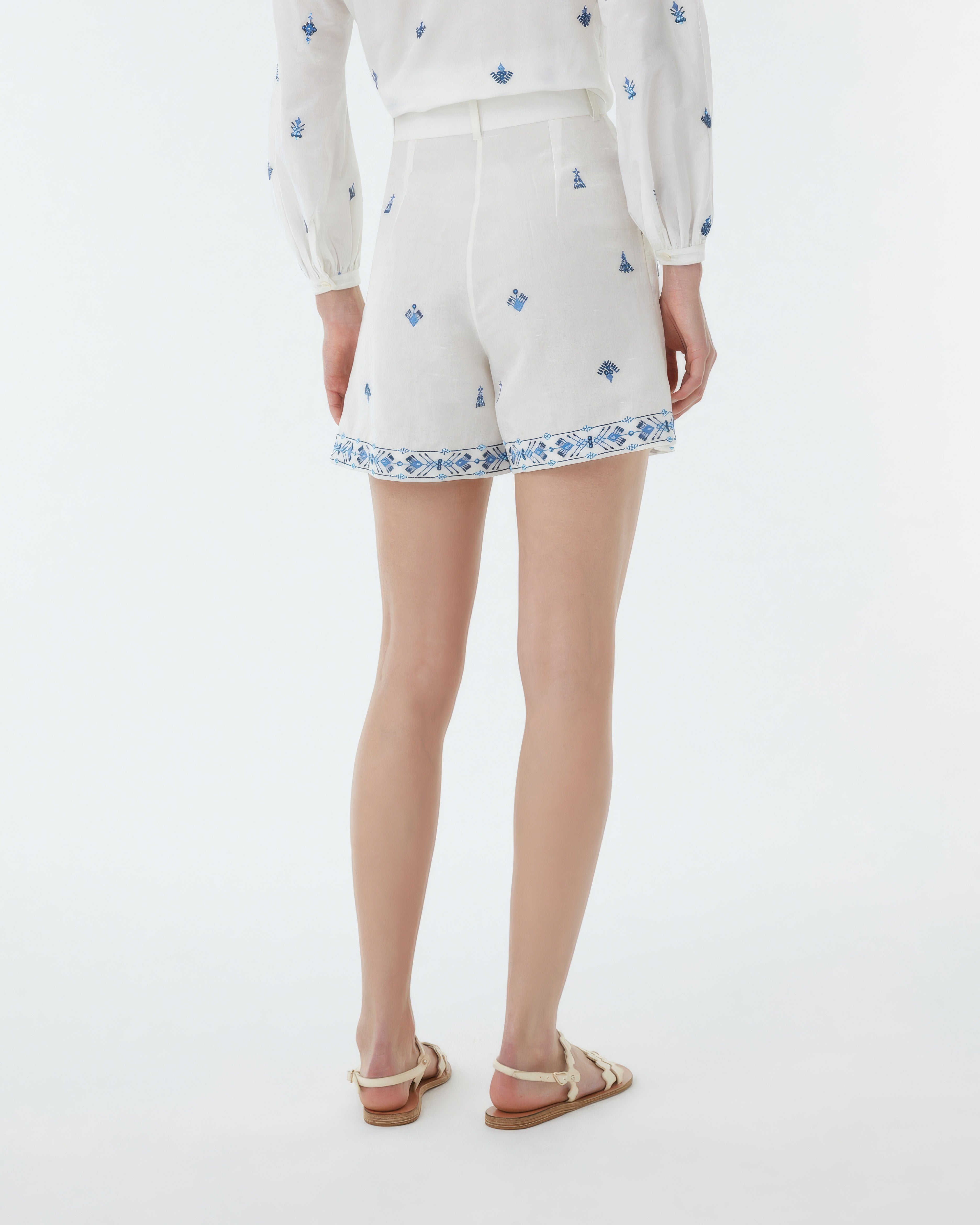 Beatrice Shorts with Astragal Embroidery