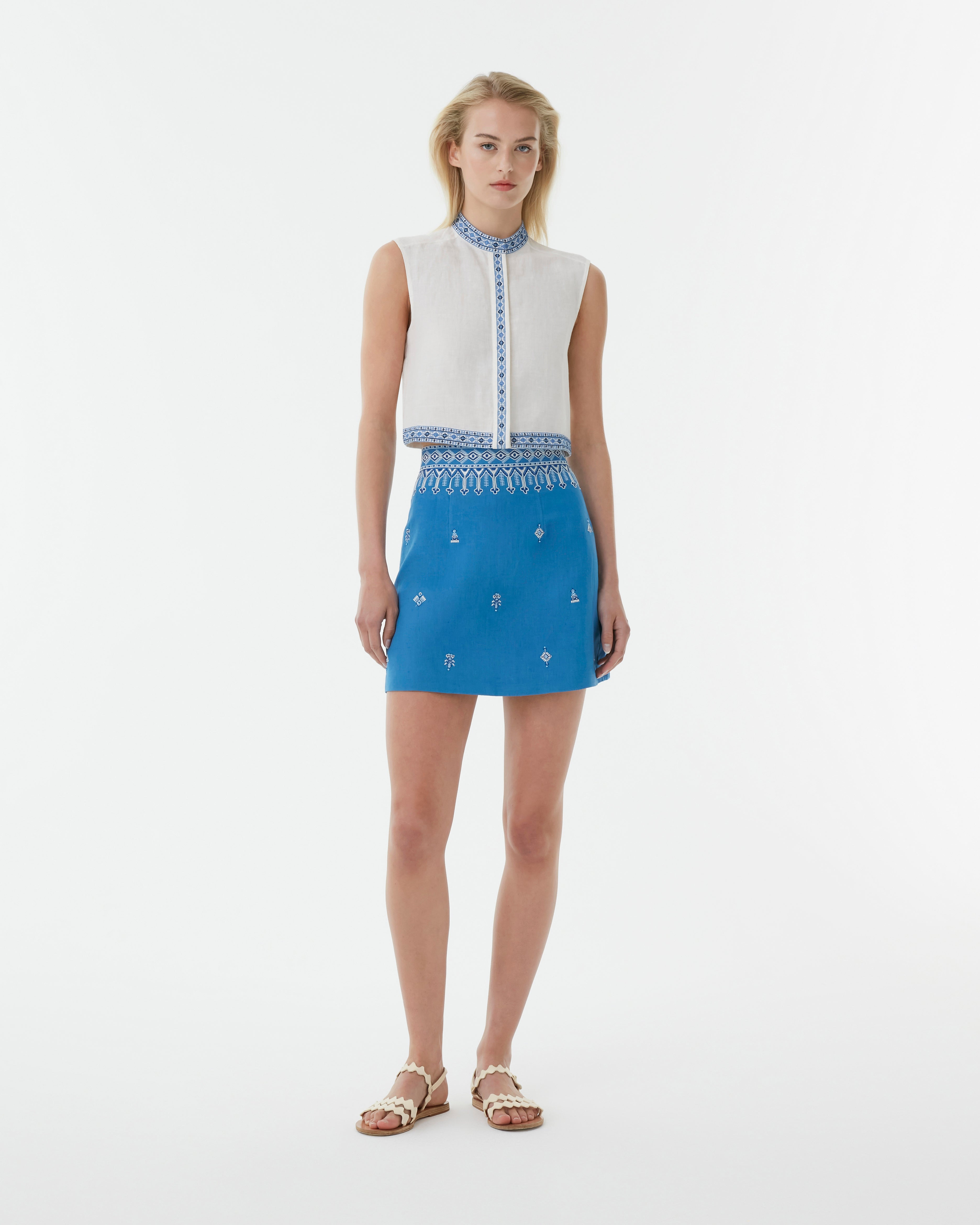 Andorra Top with Astragal Embroidery