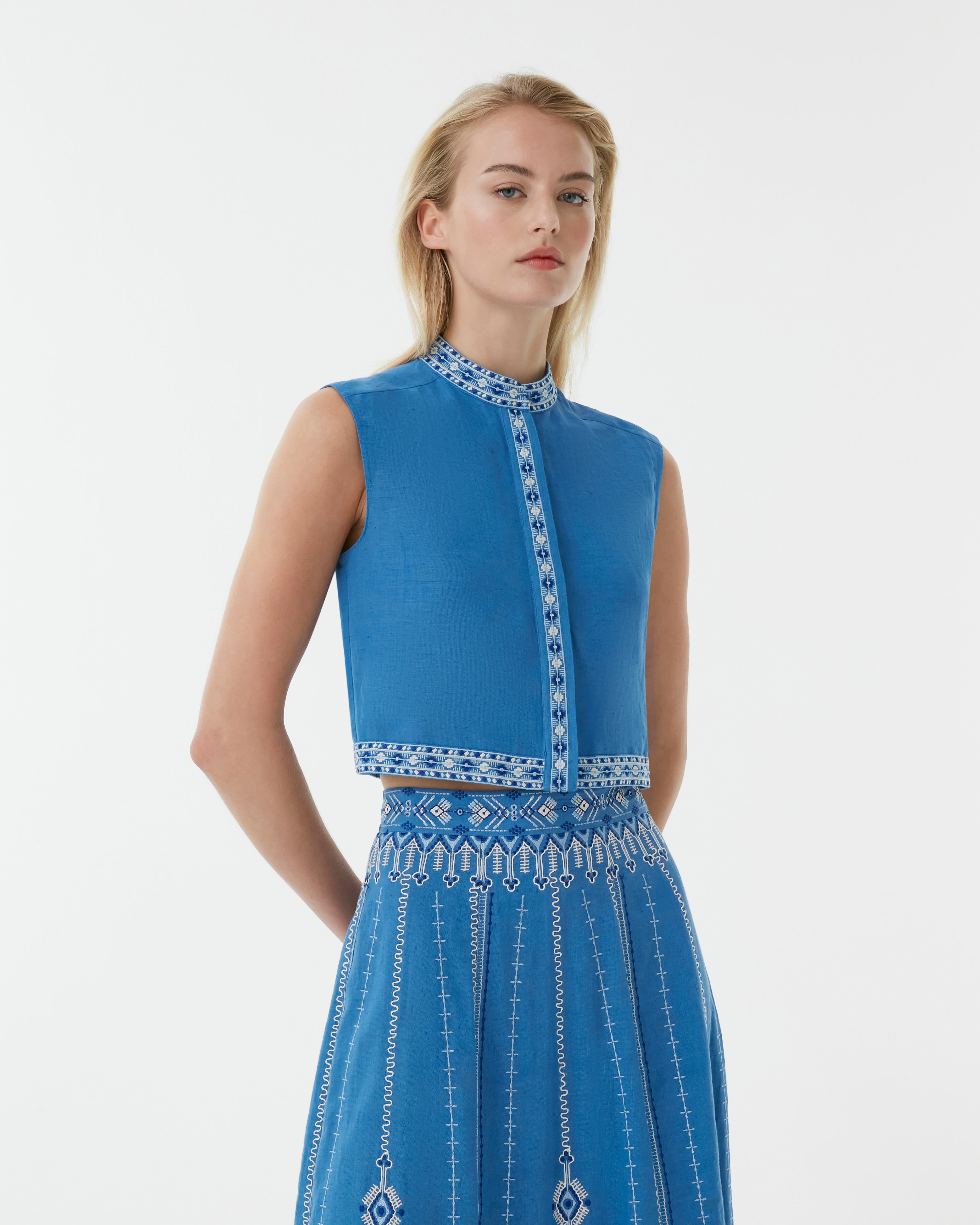 Andorra Top with Astragal Embroidery