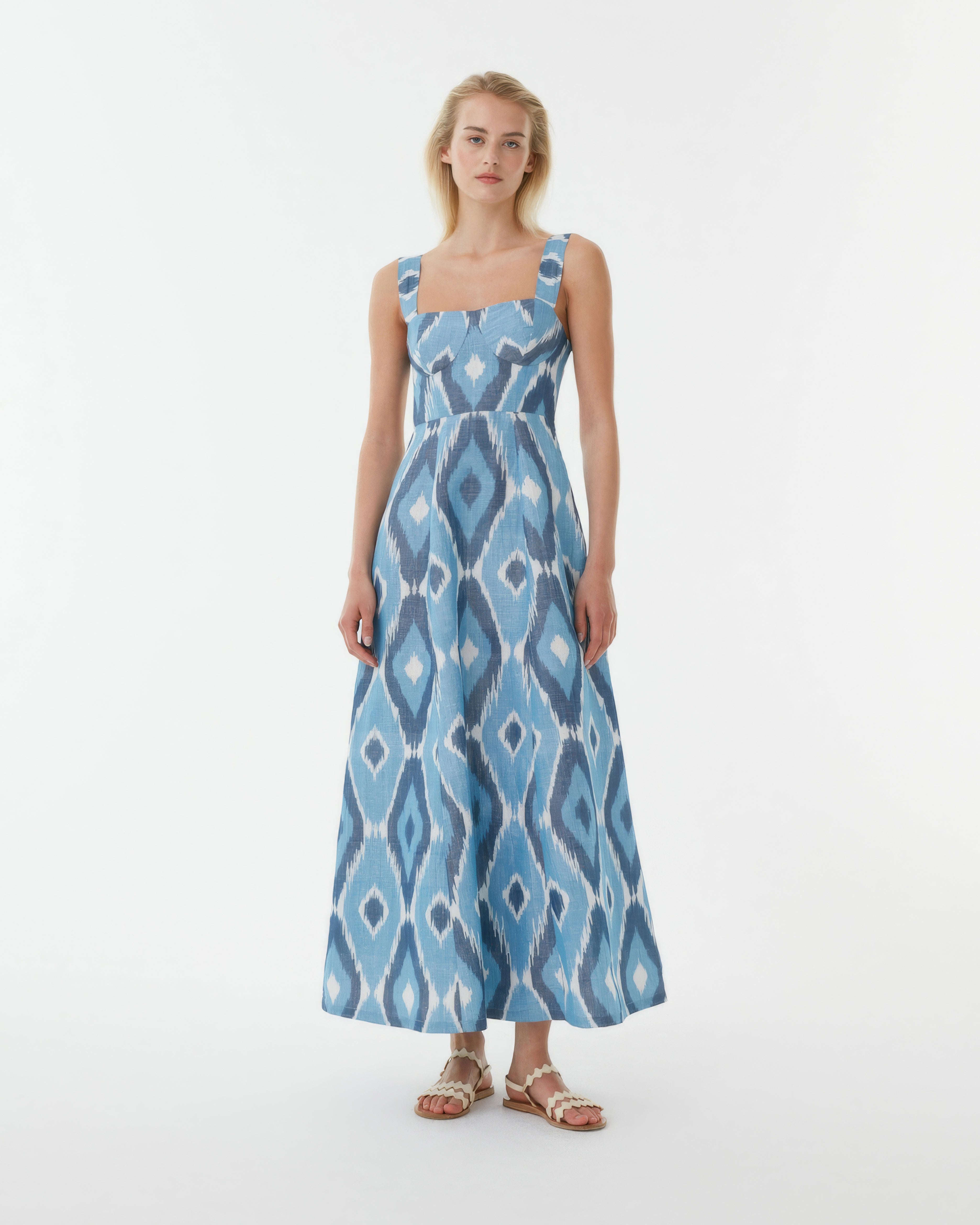 Azzurra Dress in Diamond Ikat