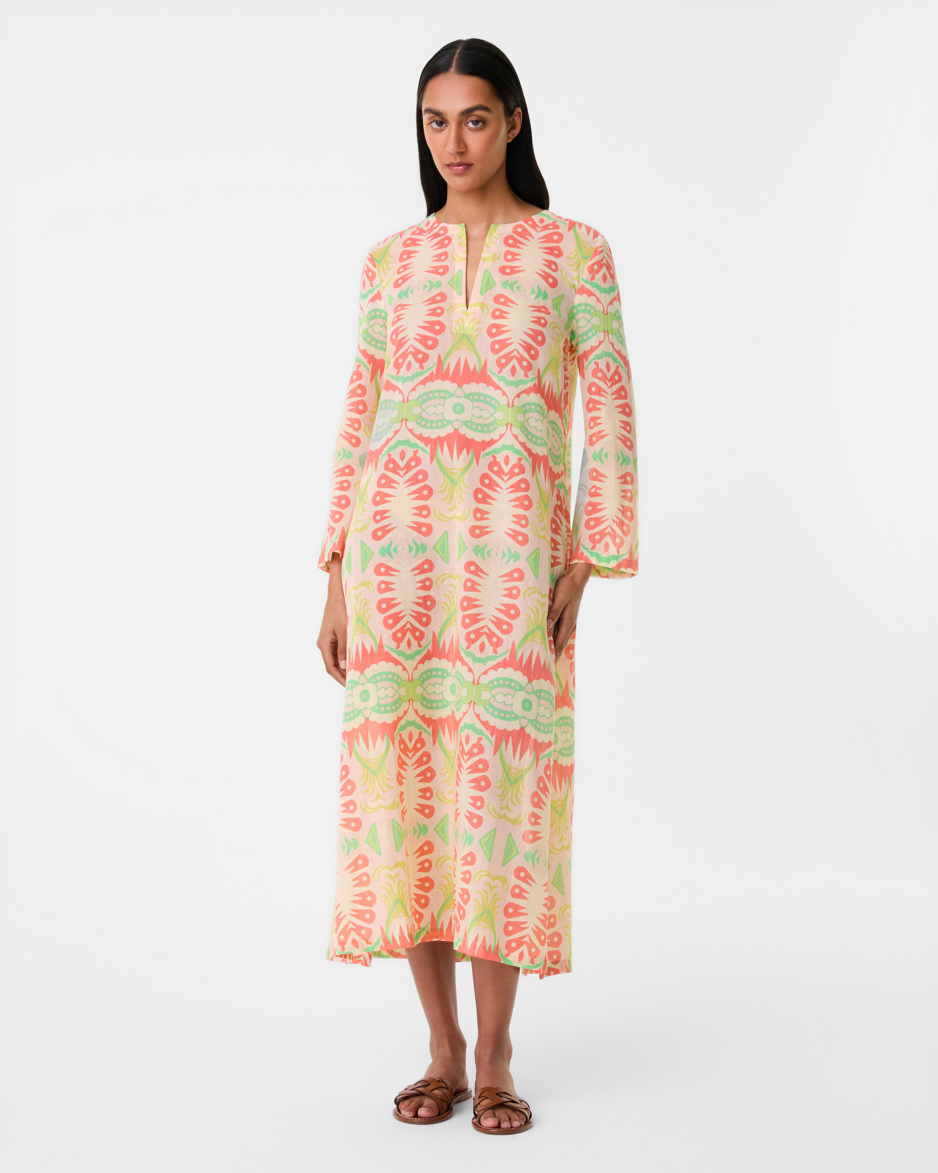 Giada Caftan in Fishtail Print