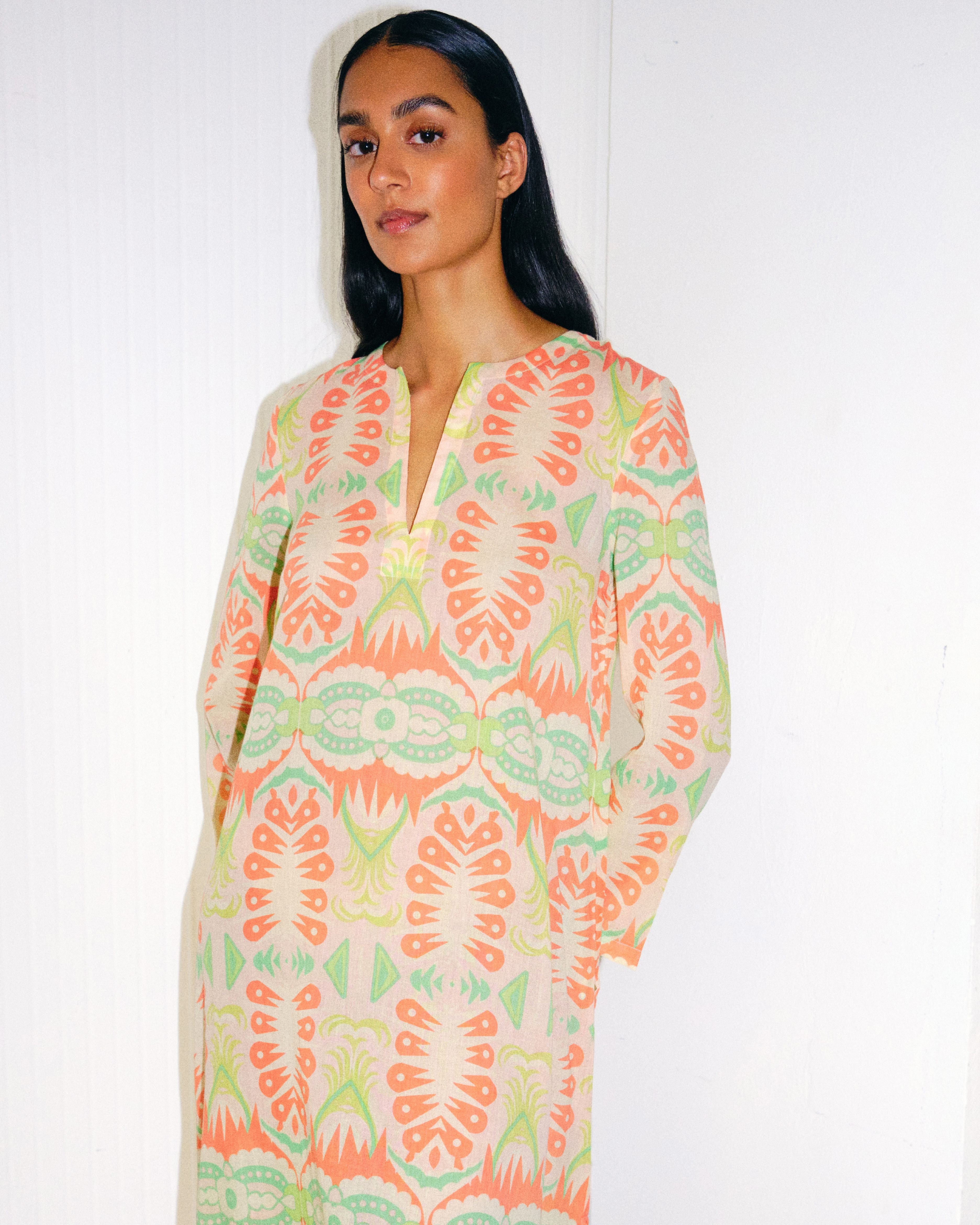 Giada Caftan in Fishtail Print