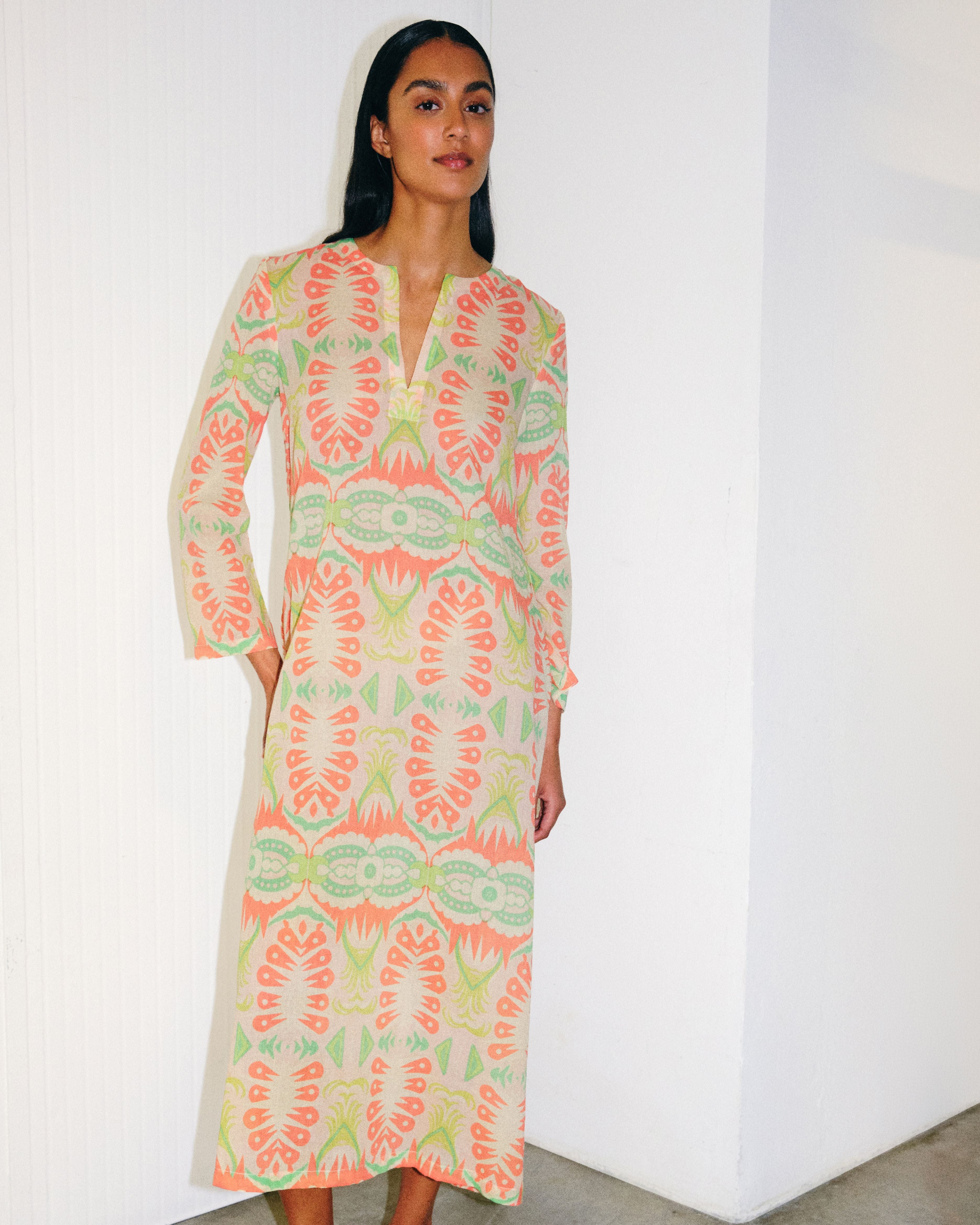 Giada Caftan in Fishtail Print