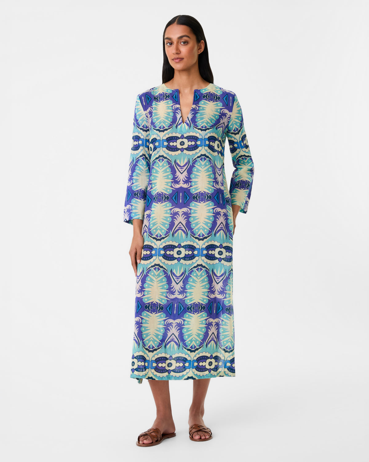 Giada Caftan in Fishtail Print