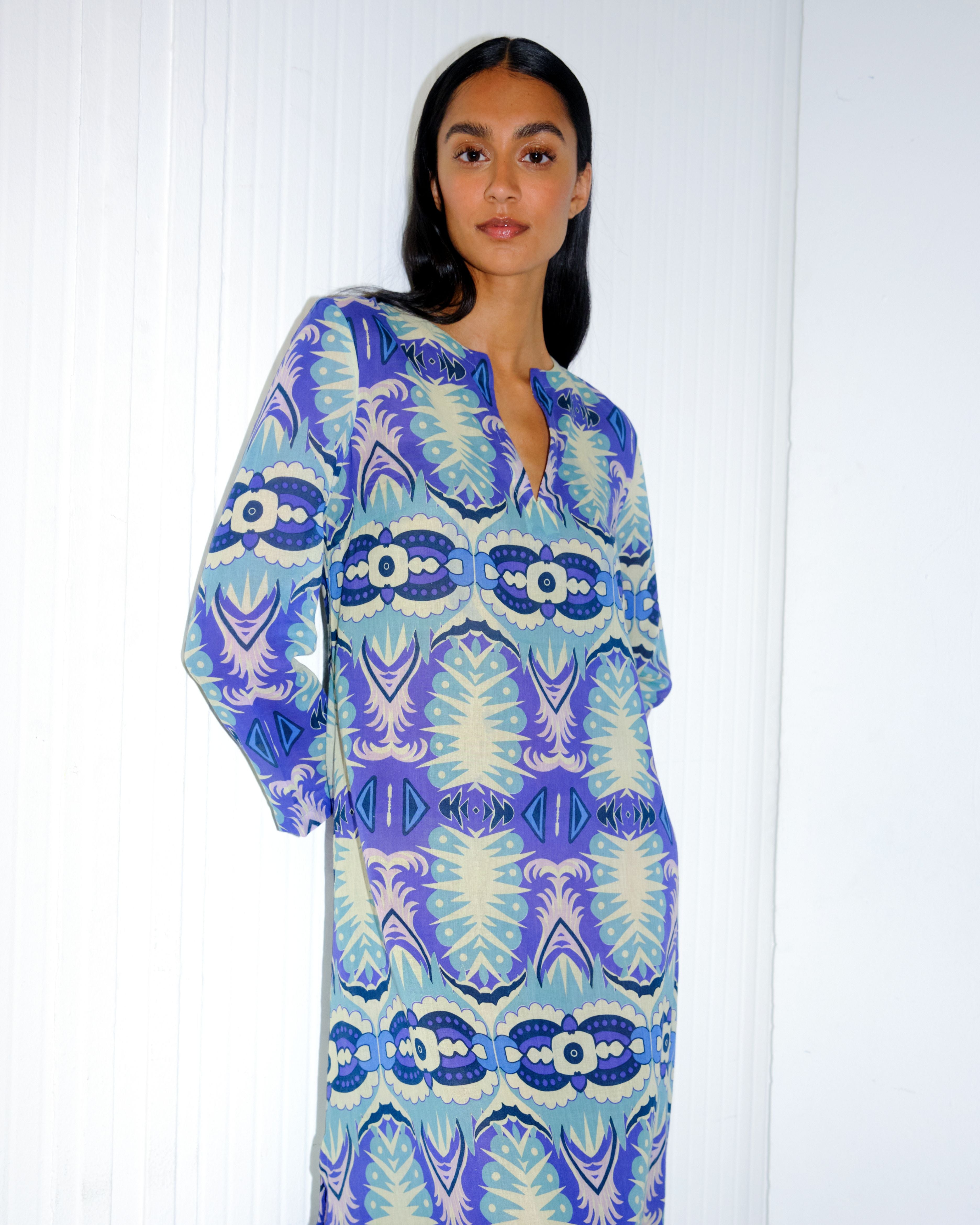 Giada Caftan in Fishtail Print