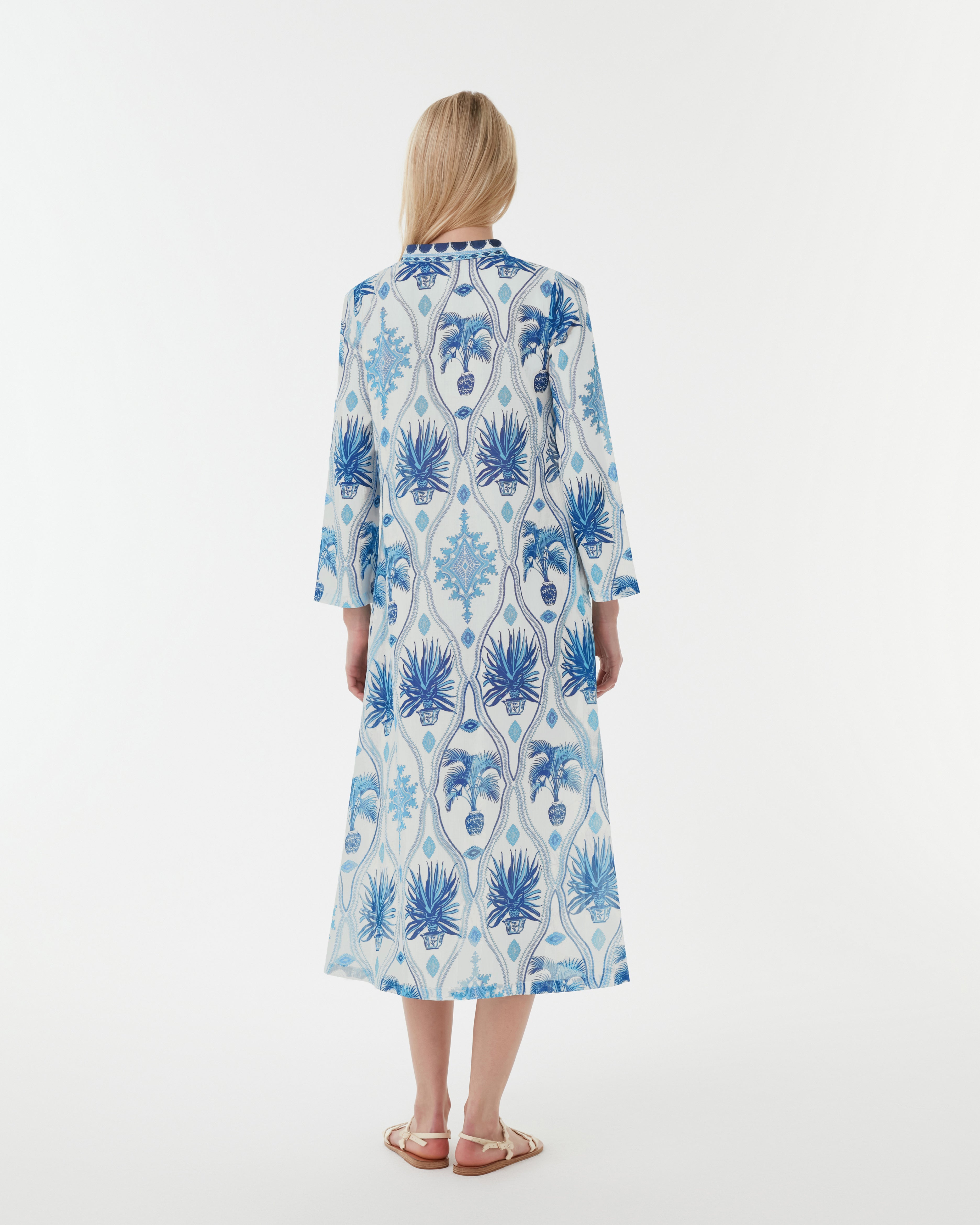 Giada Caftan in Garden Mesh Cotton Poplin