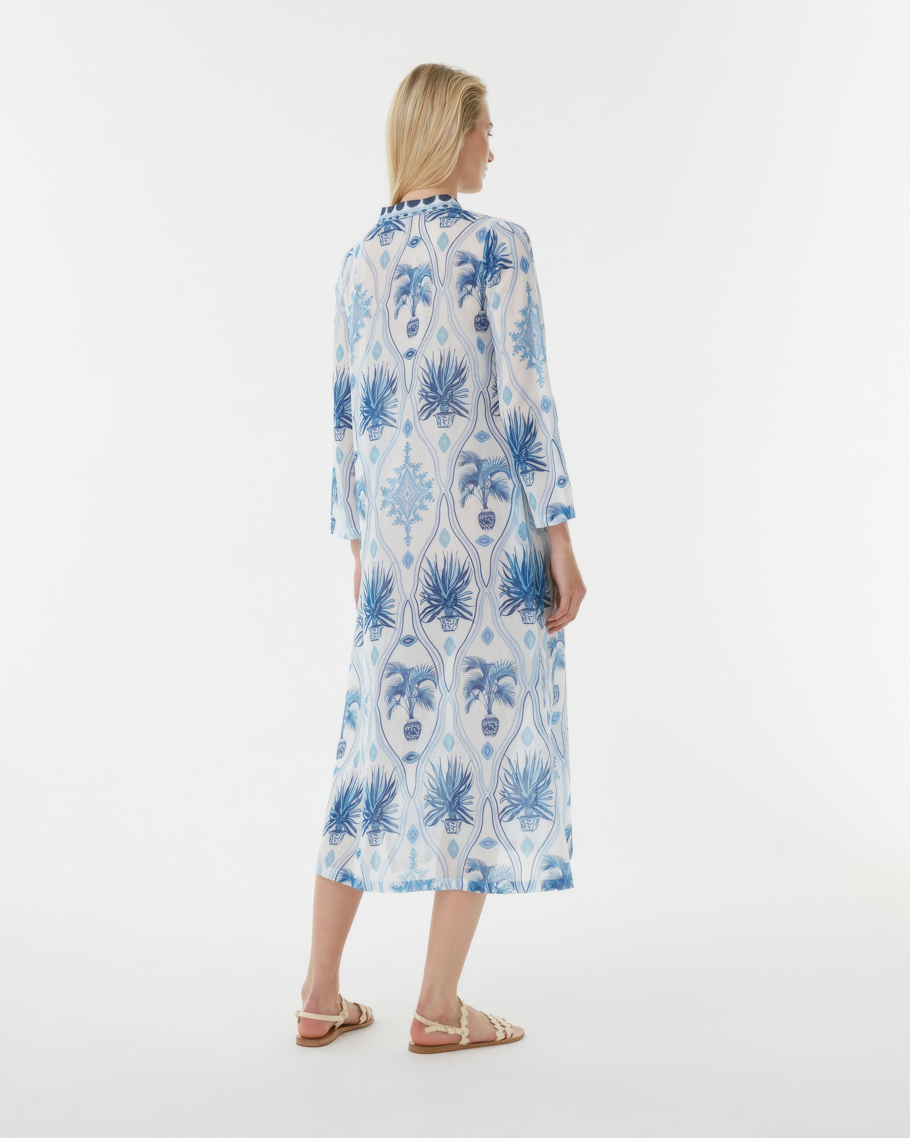 Giada Caftan in Garden Mesh Cotton Voile