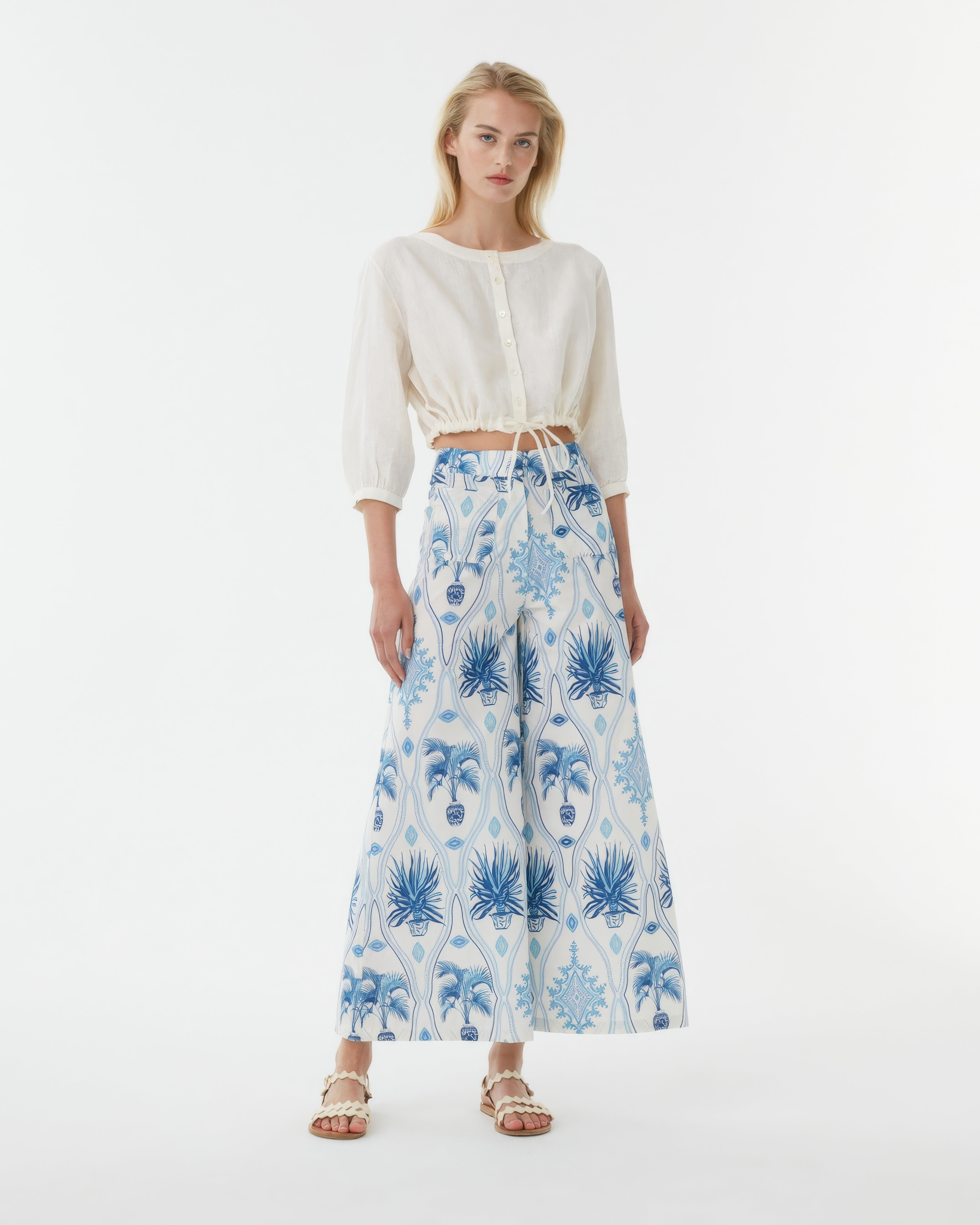 Adele Trousers in Garden Mesh Print