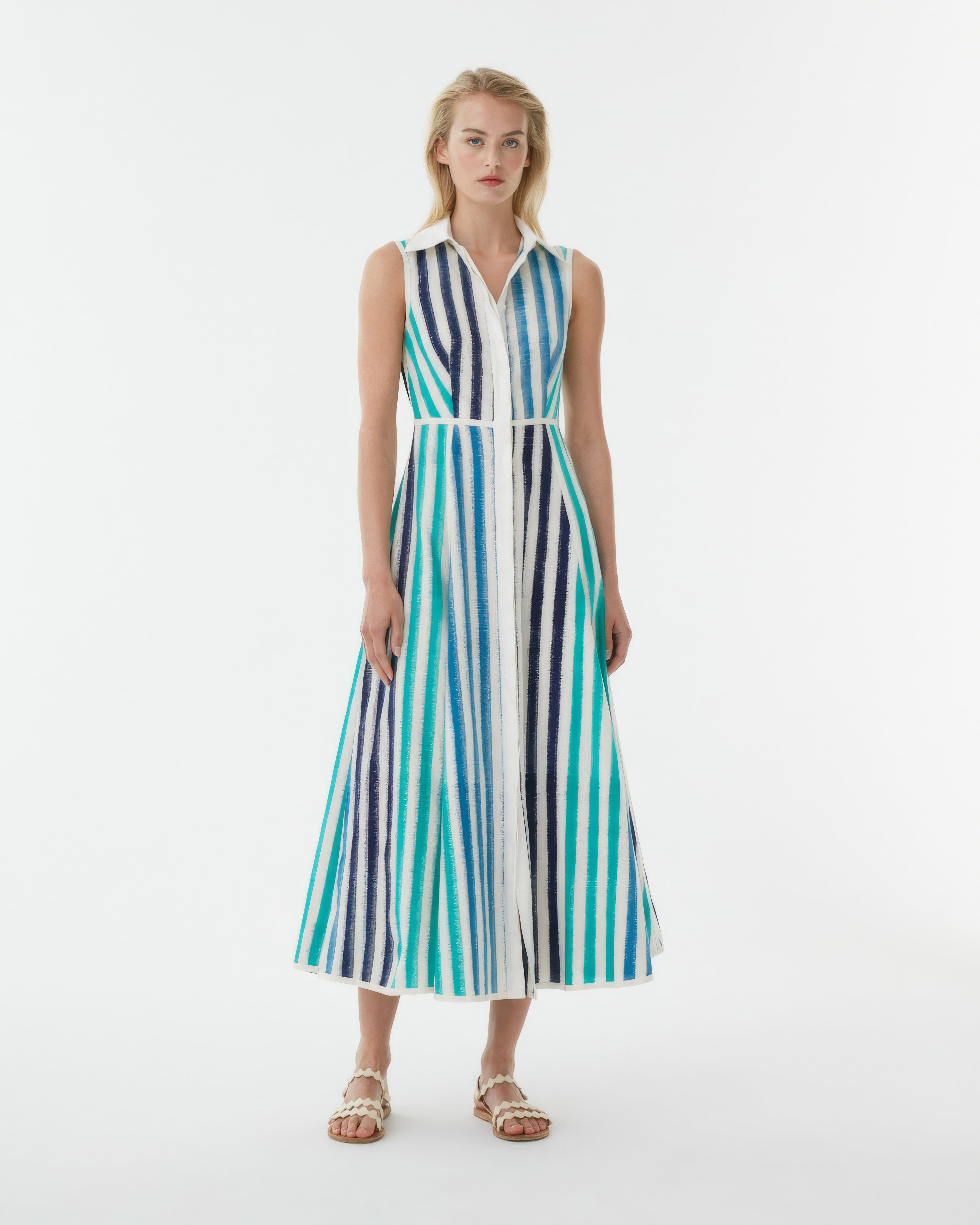 Miralda Dress in Ikat Stripes