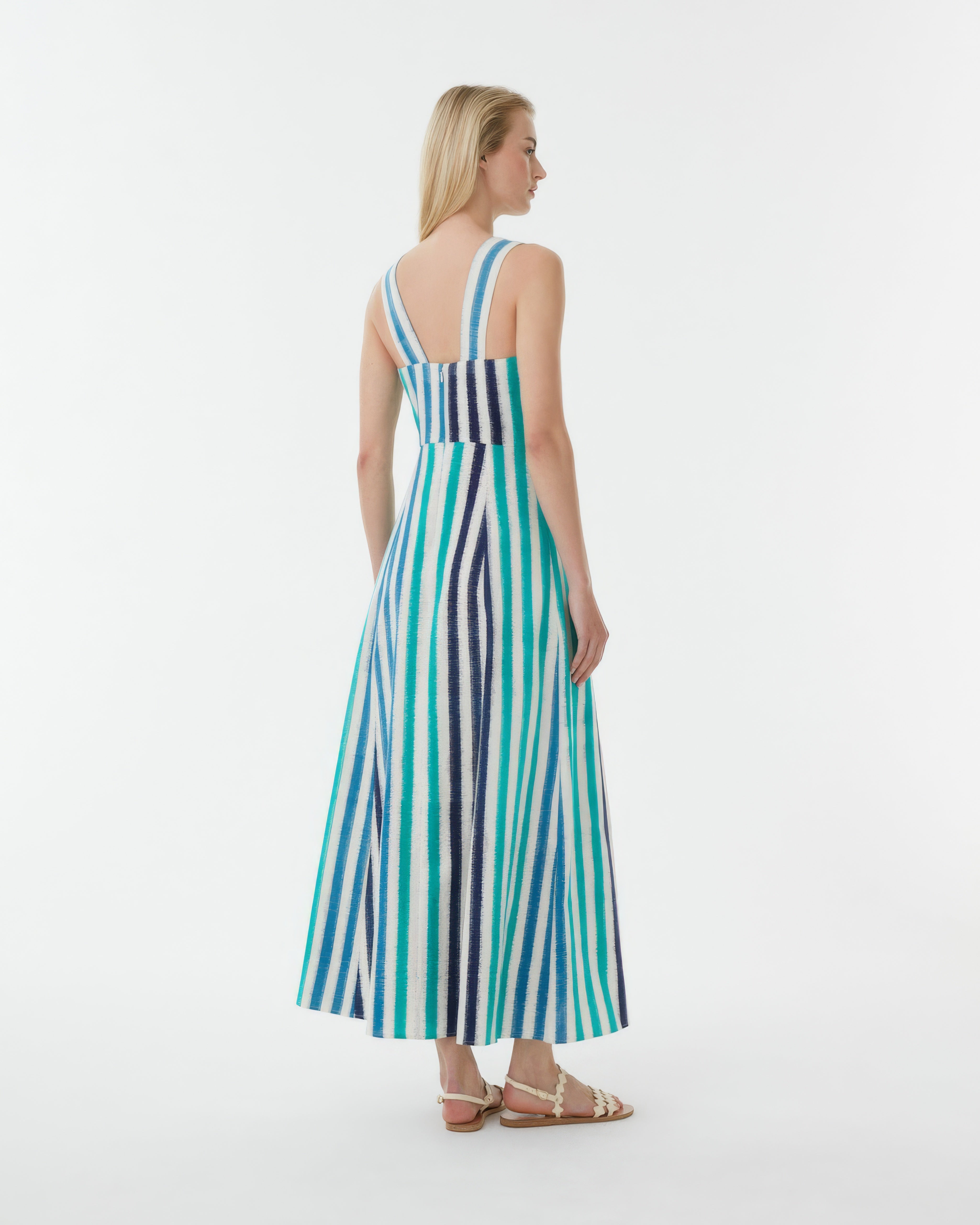 Nellie Dress in Ikat Stripes