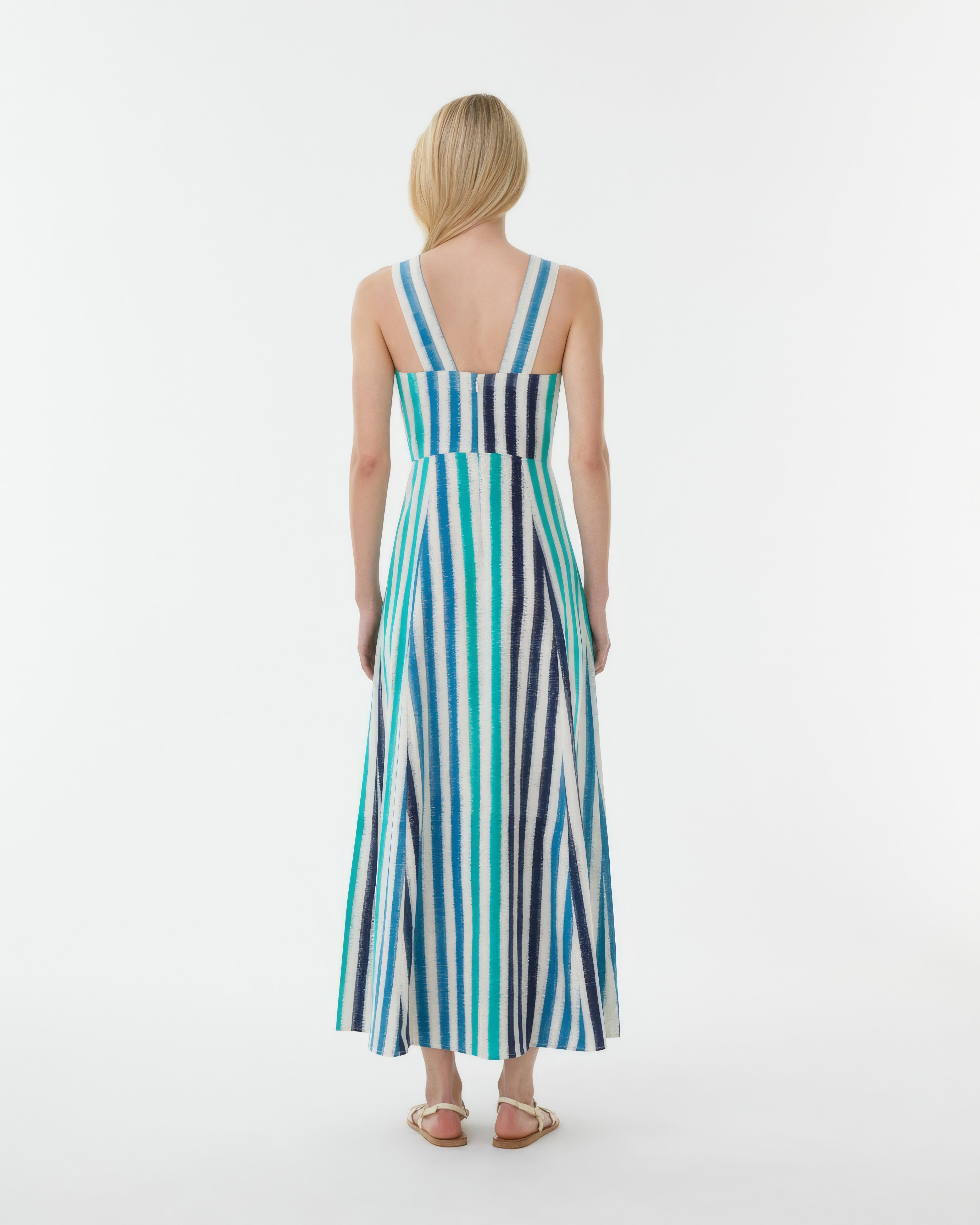Nellie Dress in Ikat Stripes