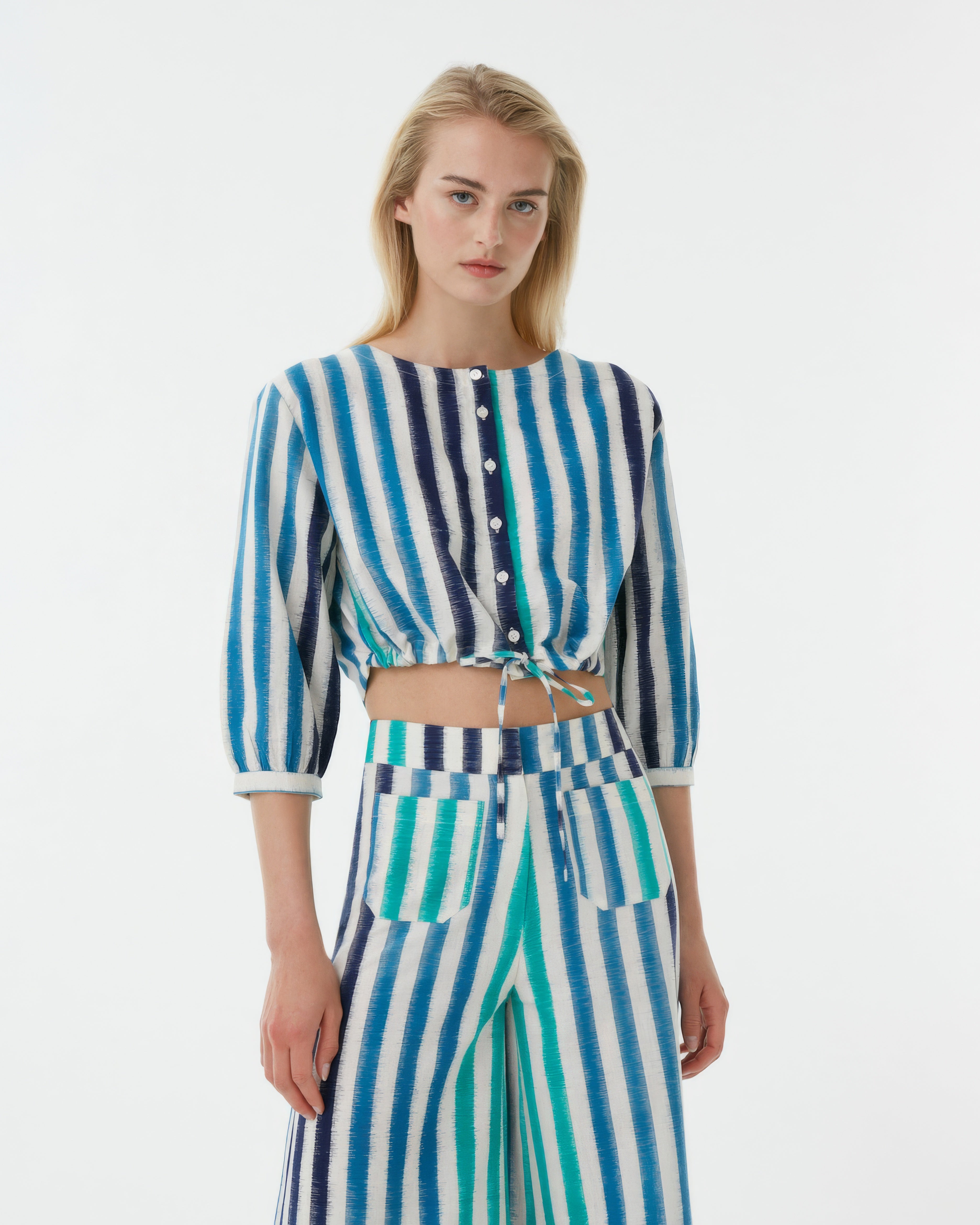 New Jinny Blouse in Ikat Stripes