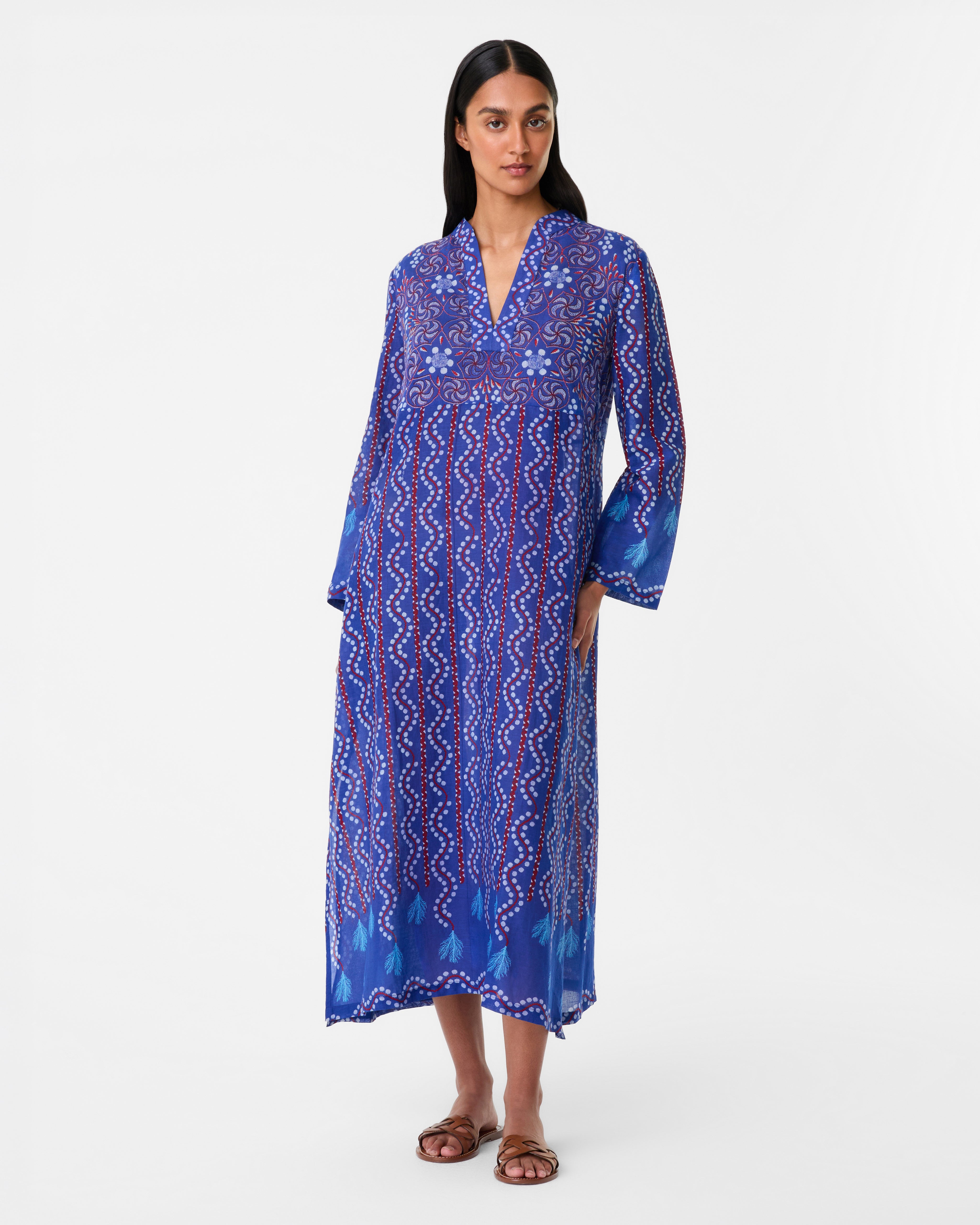 Giada Caftan in Kantha Print