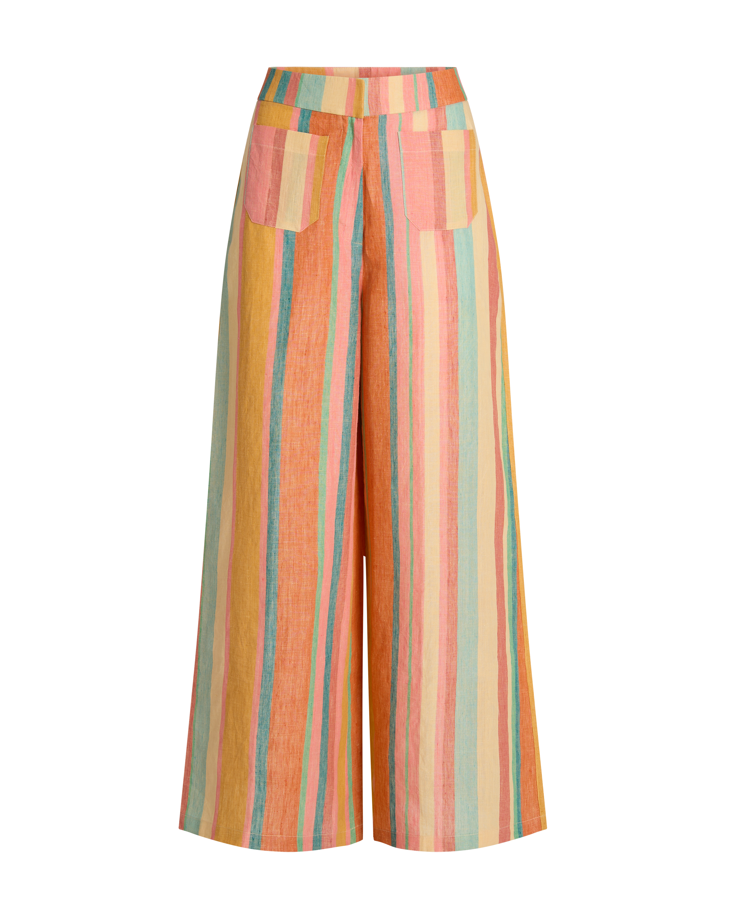 Adele Trousers in Rainbow Ikat Stripes