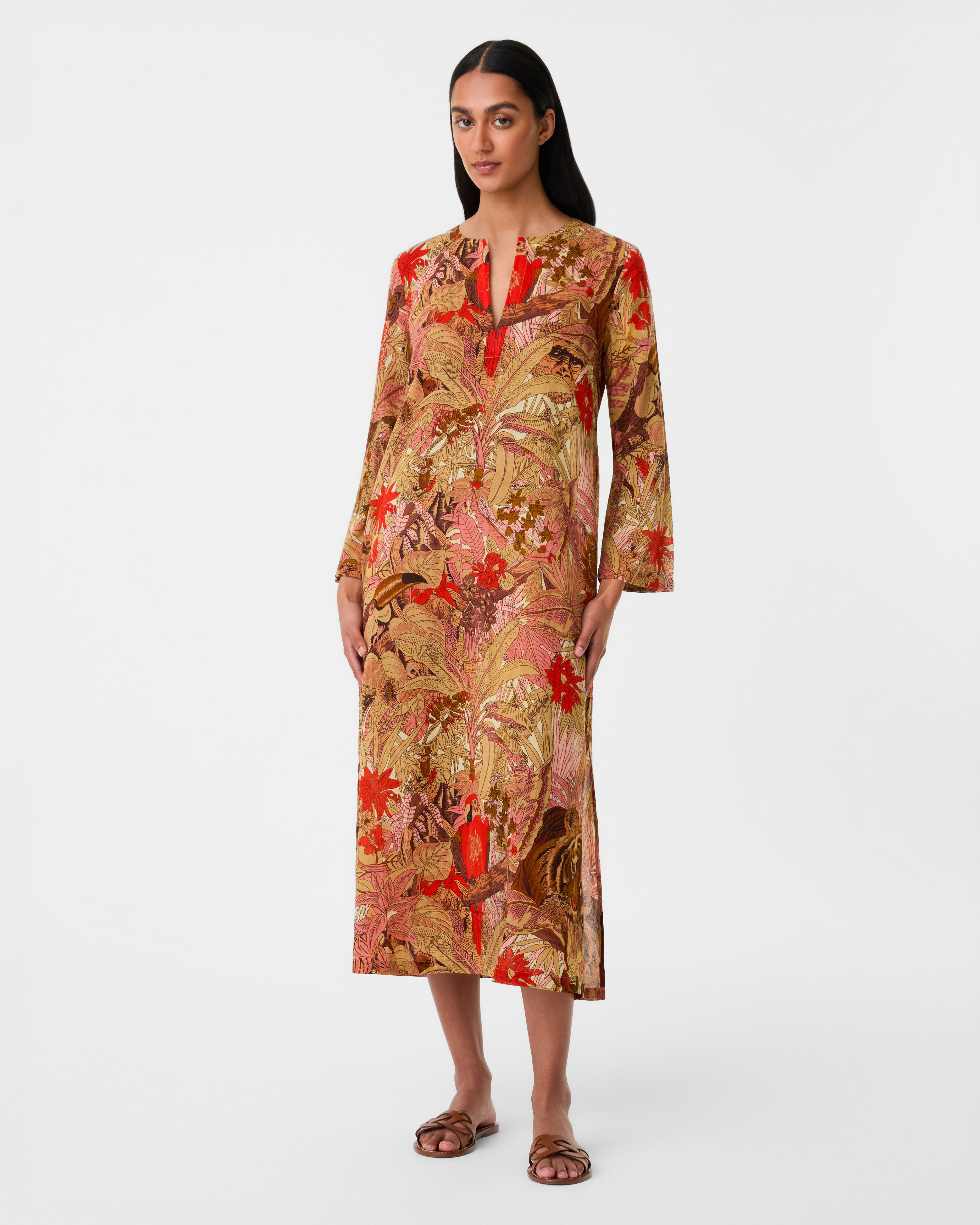 Giada Caftan in Jungle Print