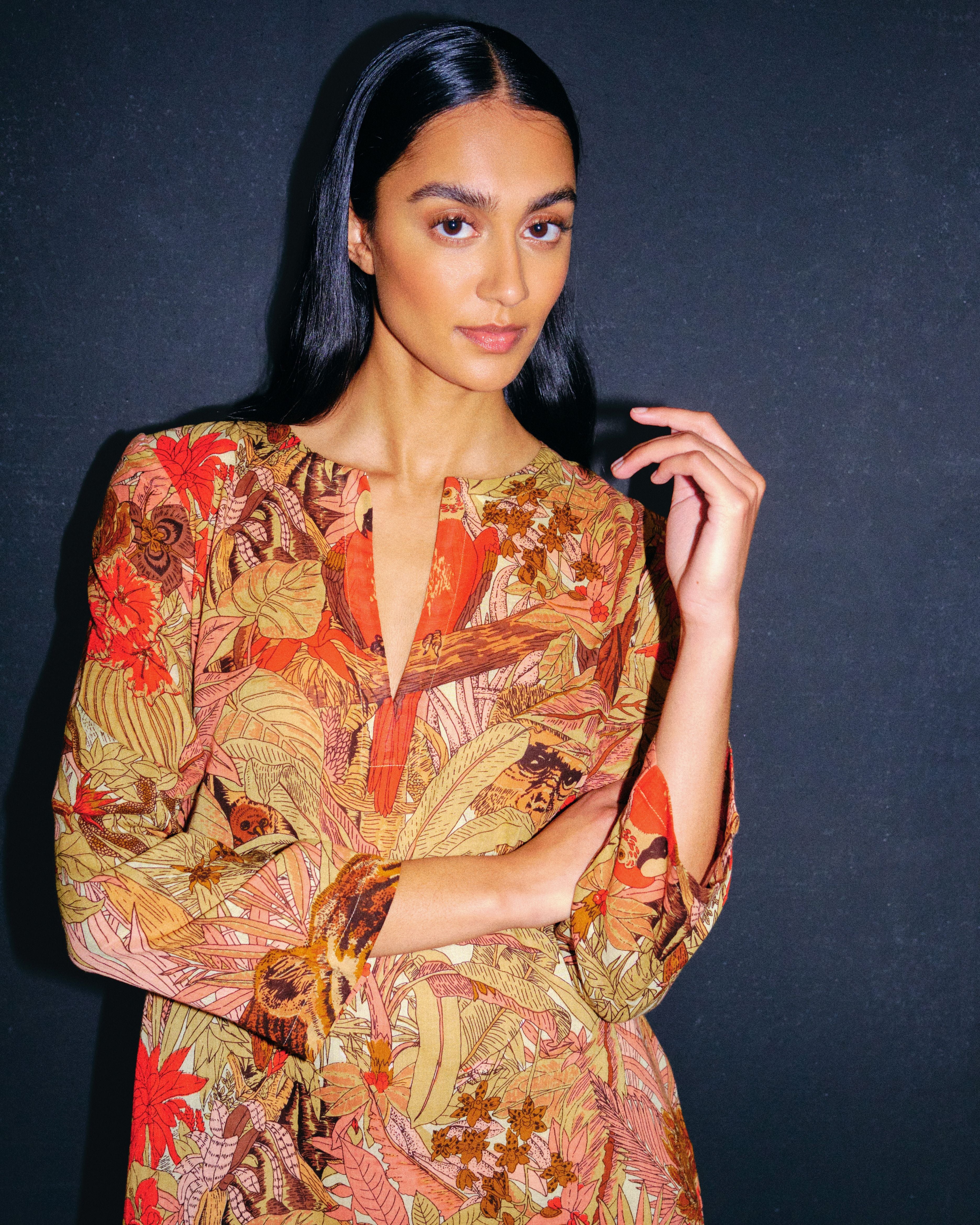 Giada Caftan in Jungle Print