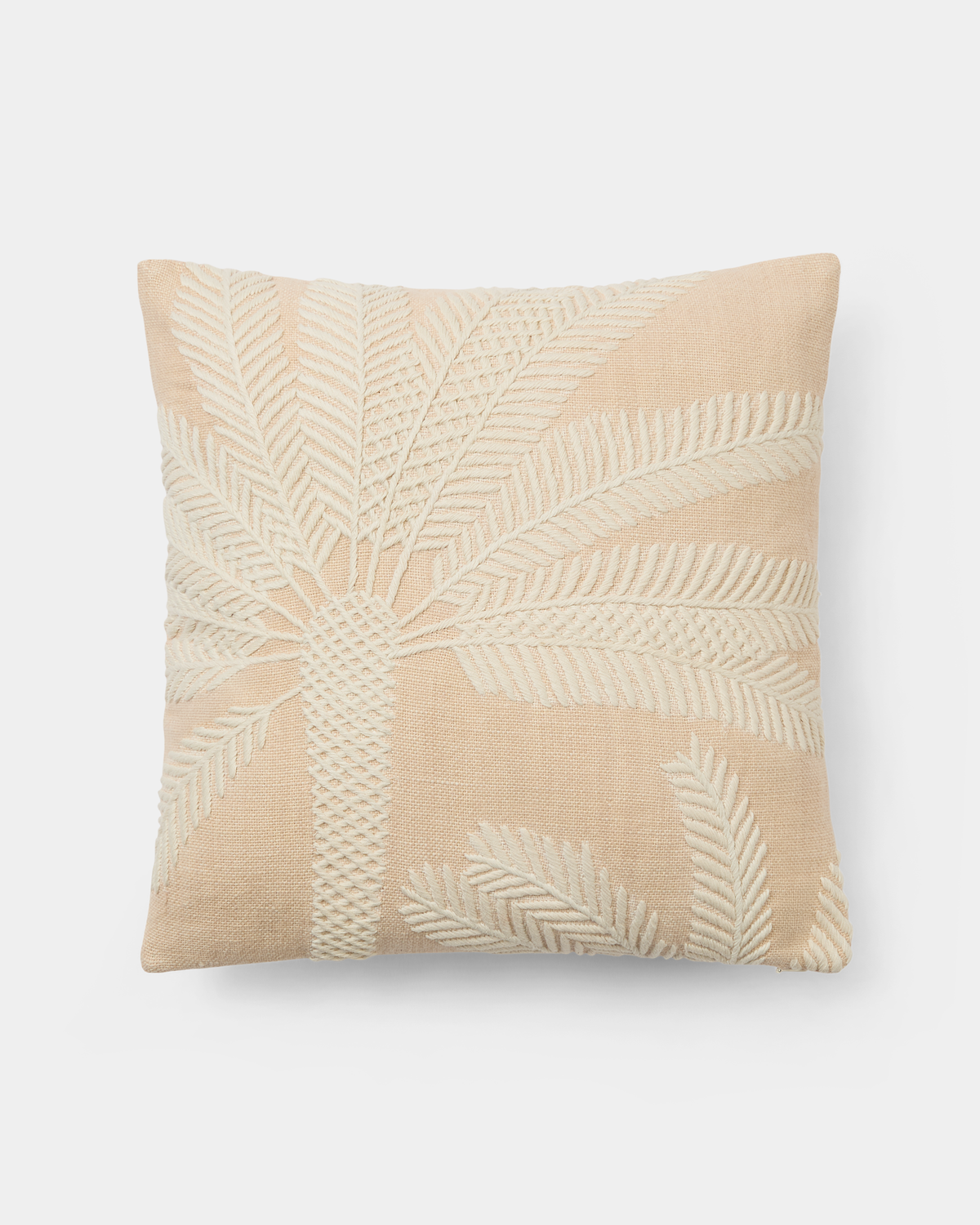 Offset Palm Embroidered Cushion Cover