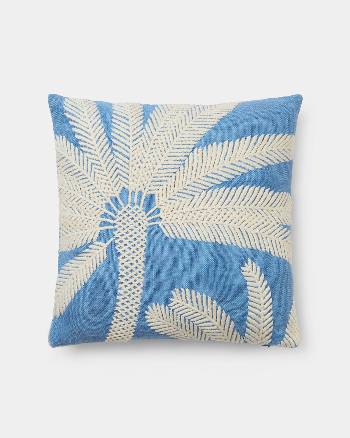 Offset Palm Embroidered Cushion Cover
