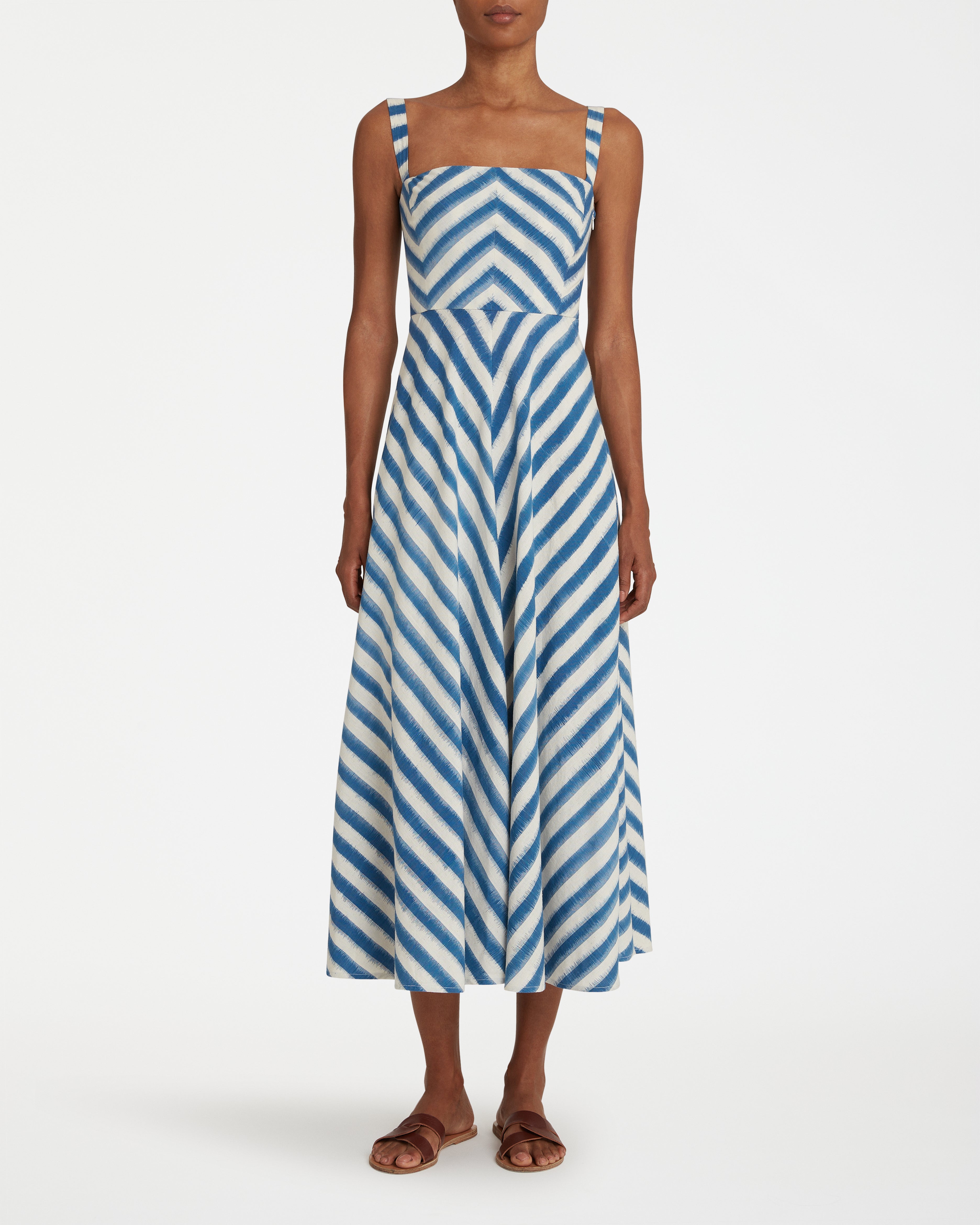 Margherita Dress in Ikat Stripes Print