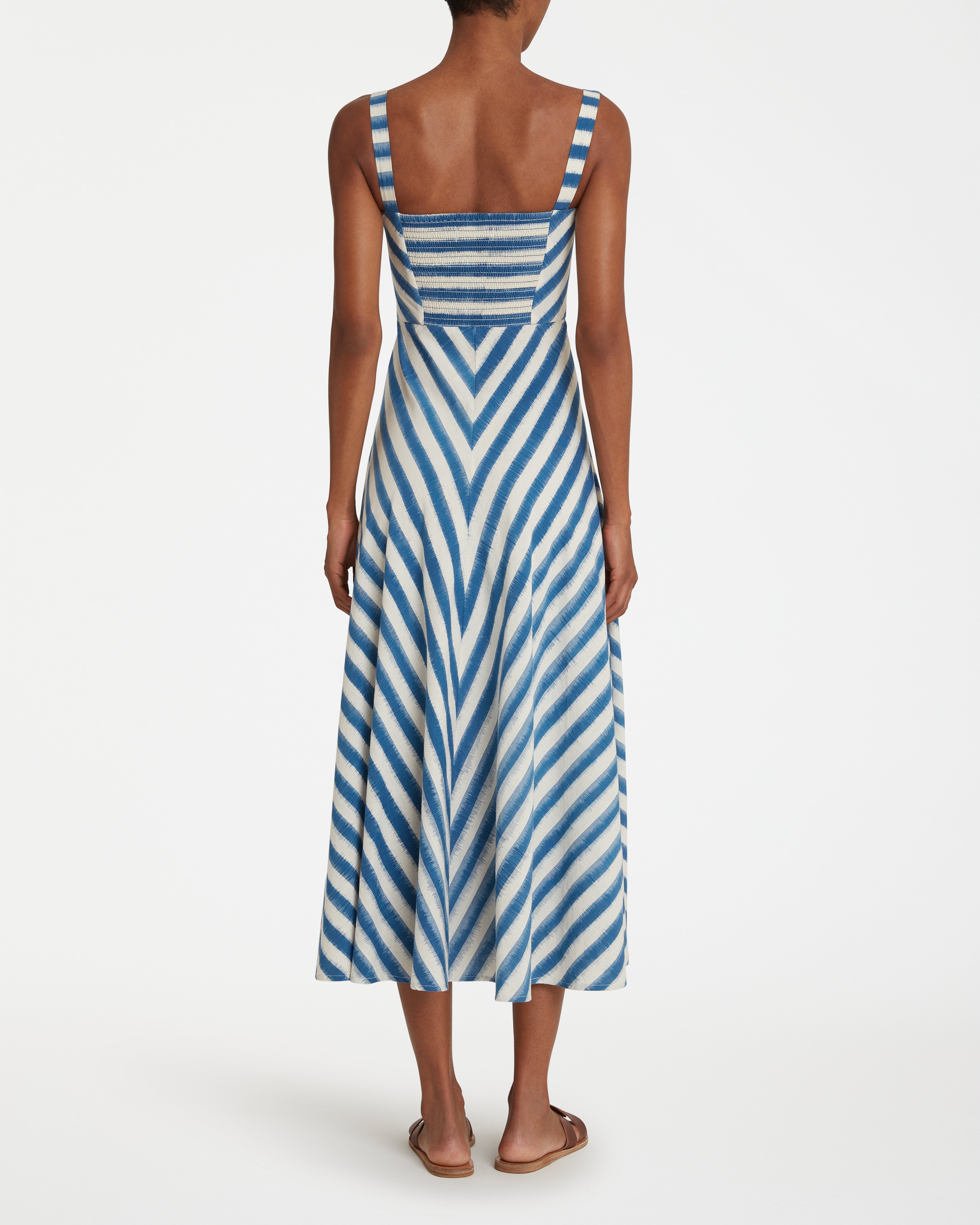 Margherita Dress in Ikat Stripes Print