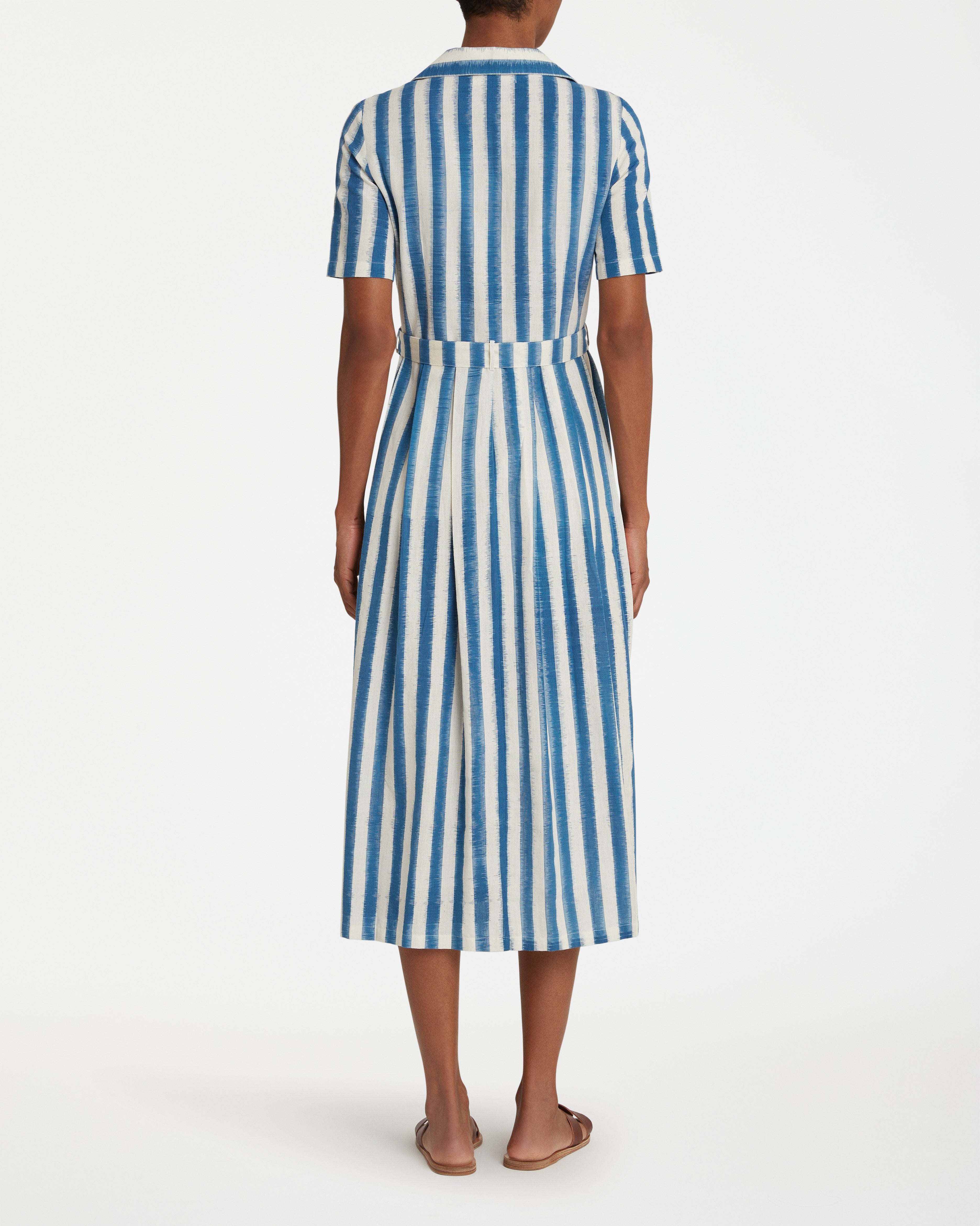 Claudia Dress in Ikat Stripes Print