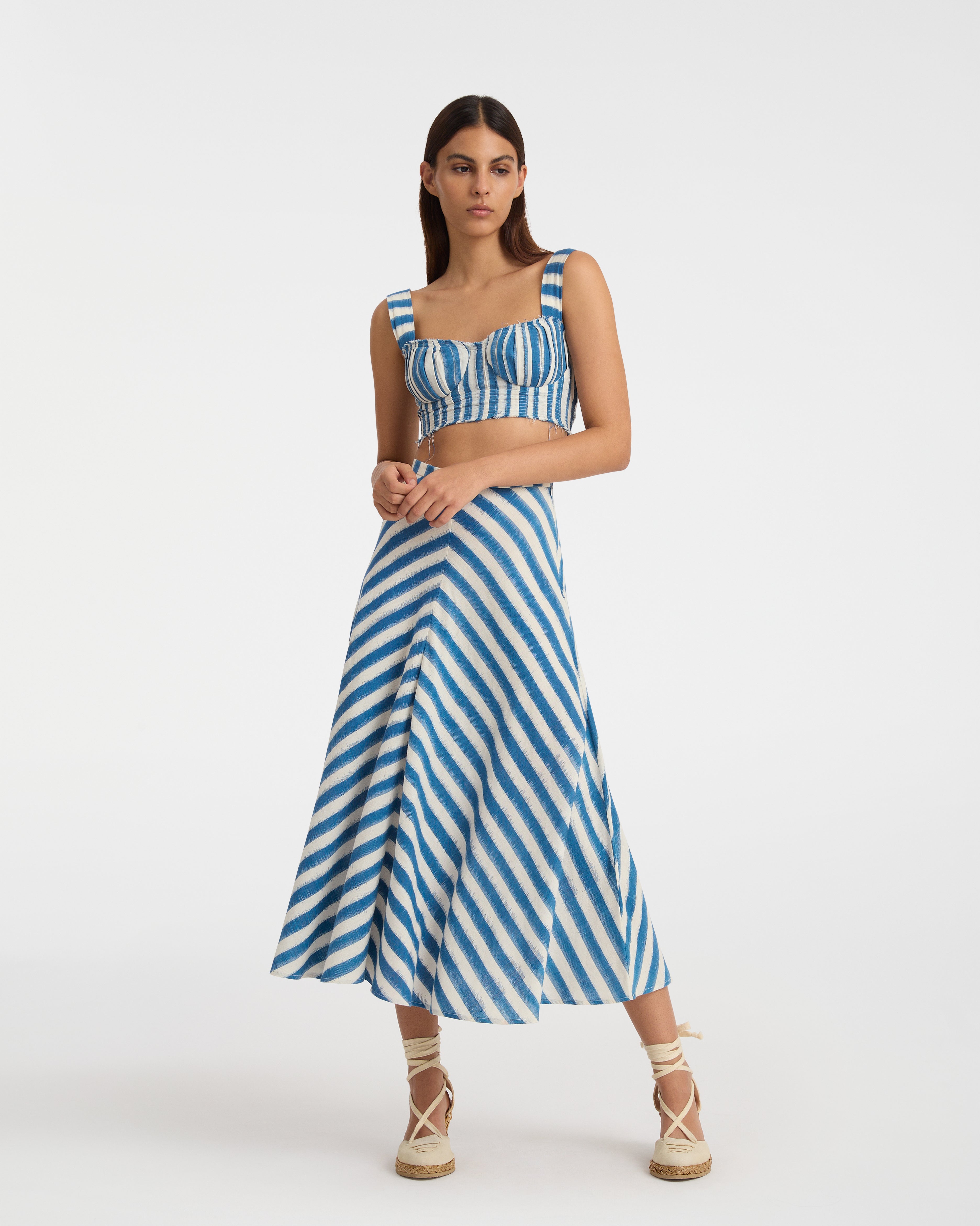 Marta Skirt in Ikat Stripes Print