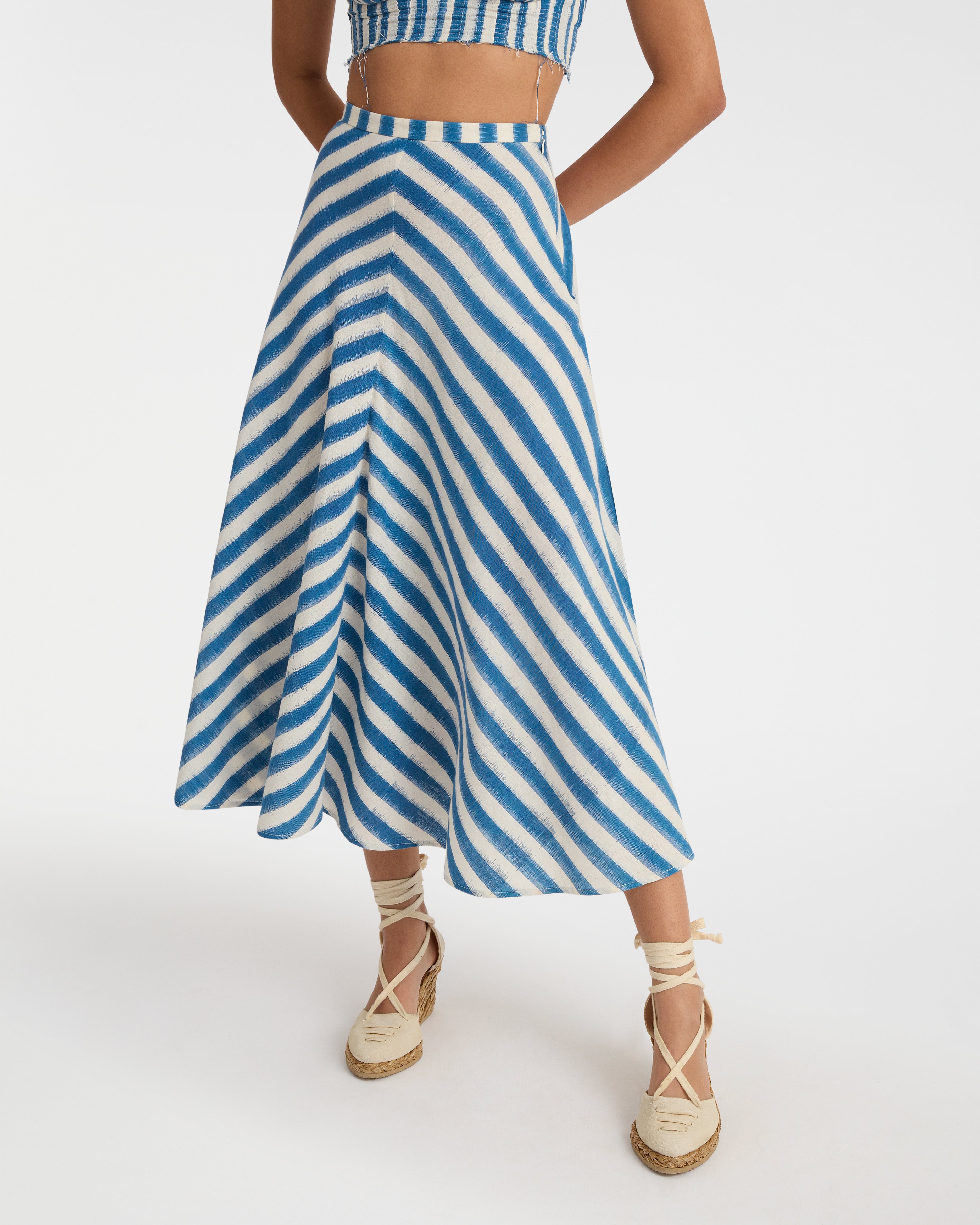 Marta Skirt in Ikat Stripes Print