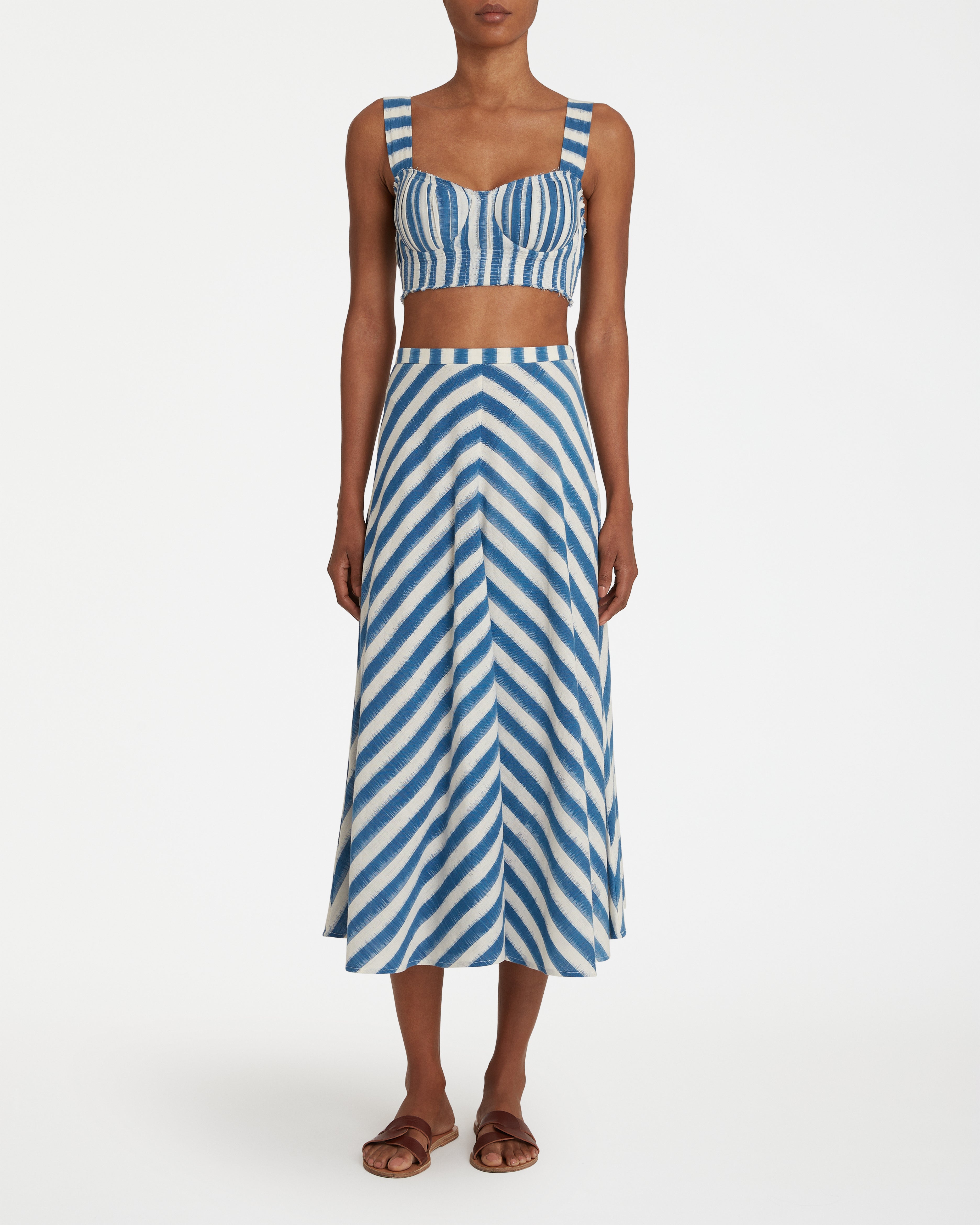 Marta Skirt in Ikat Stripes Print