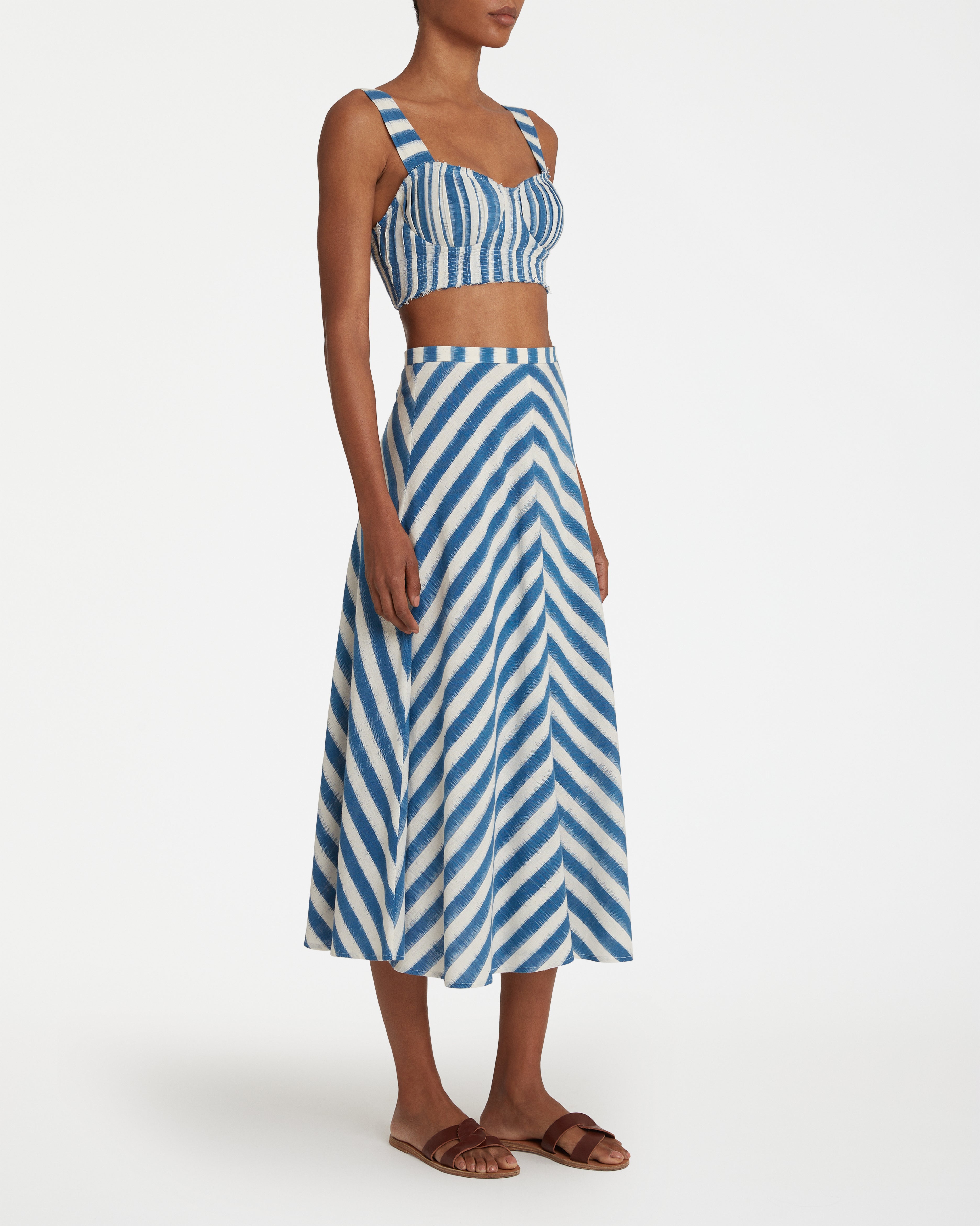 Marta Skirt in Ikat Stripes Print