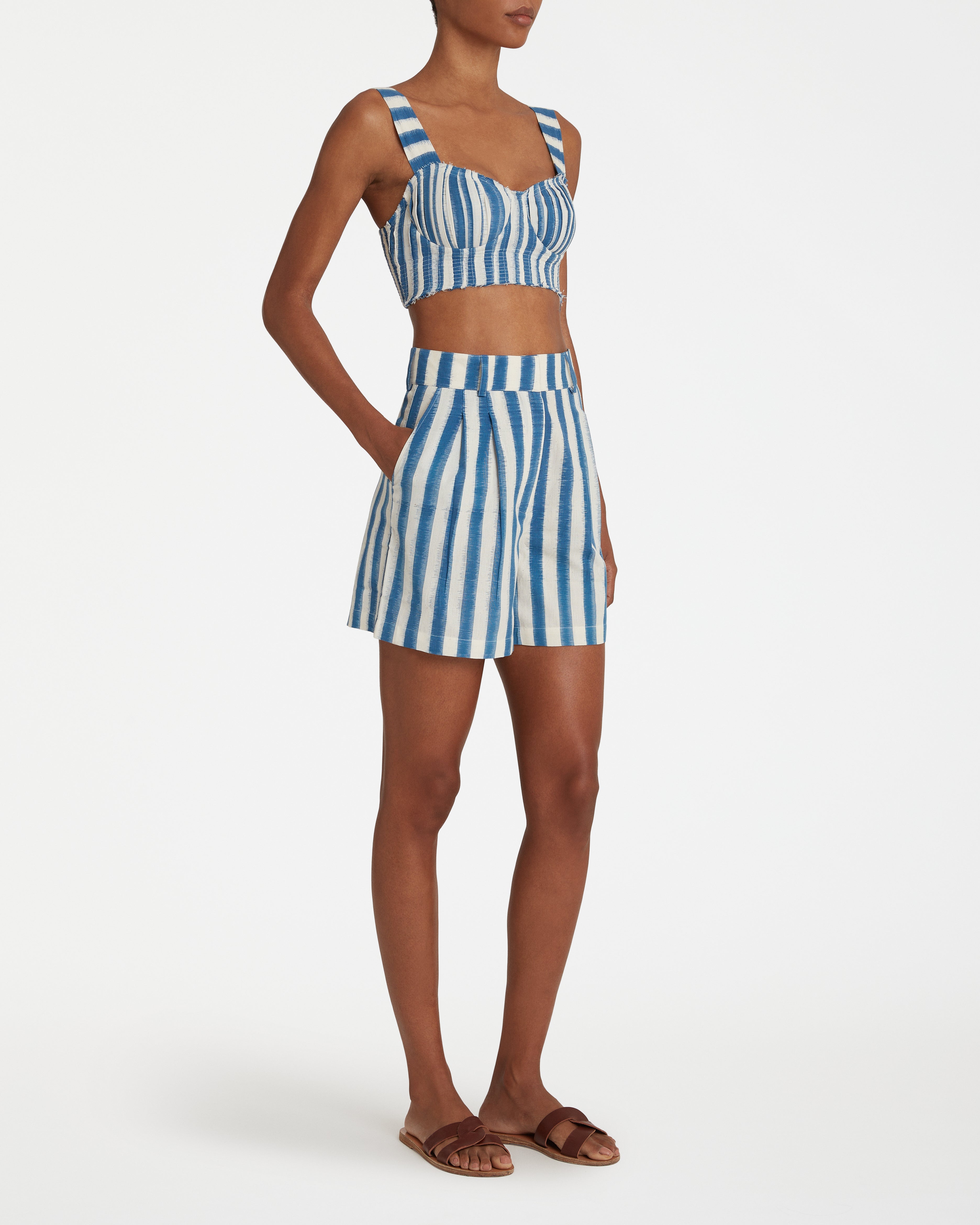 Beatrice Shorts in Ikat Stripes Print