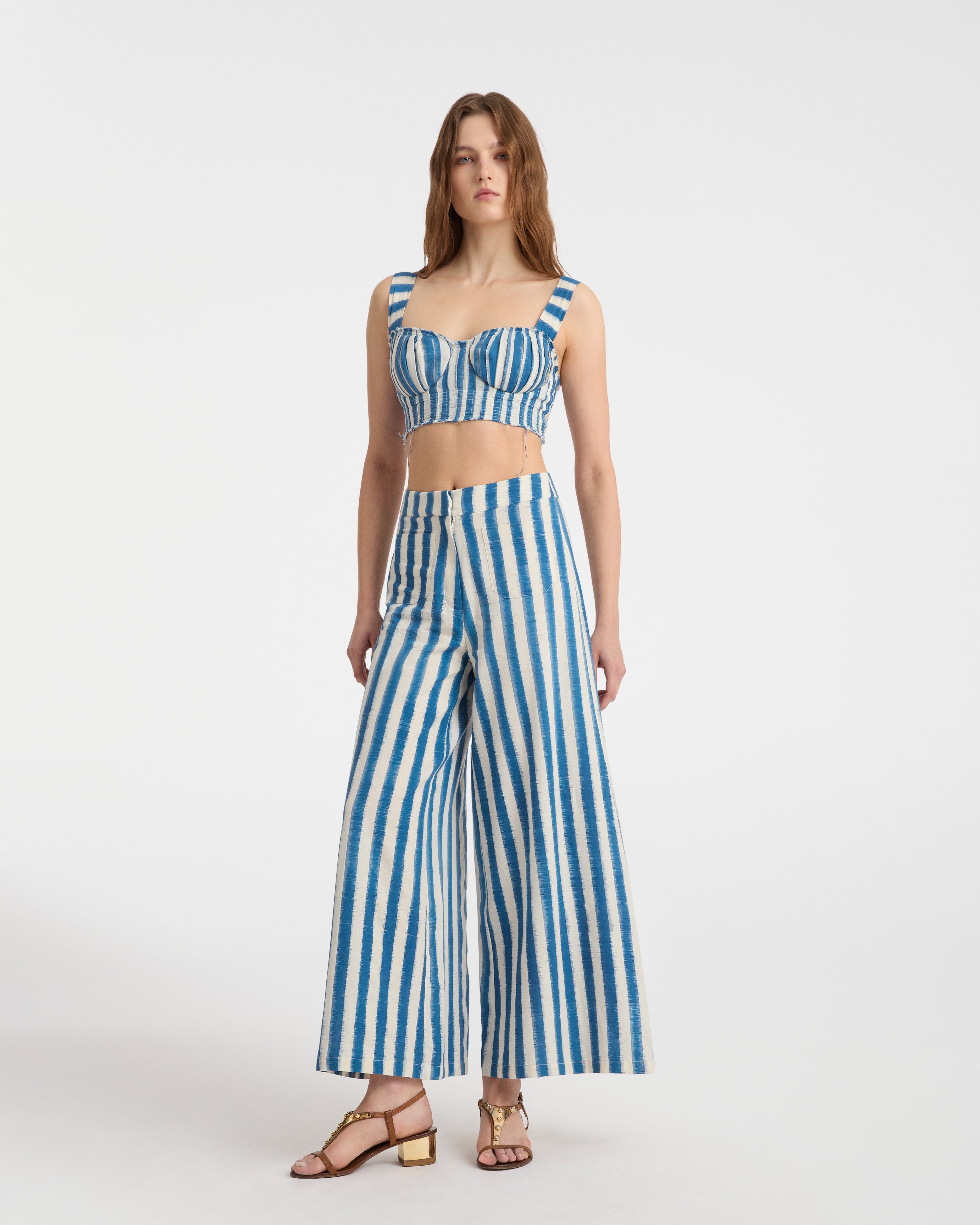 Adele Trousers in Ikat Stripes Print