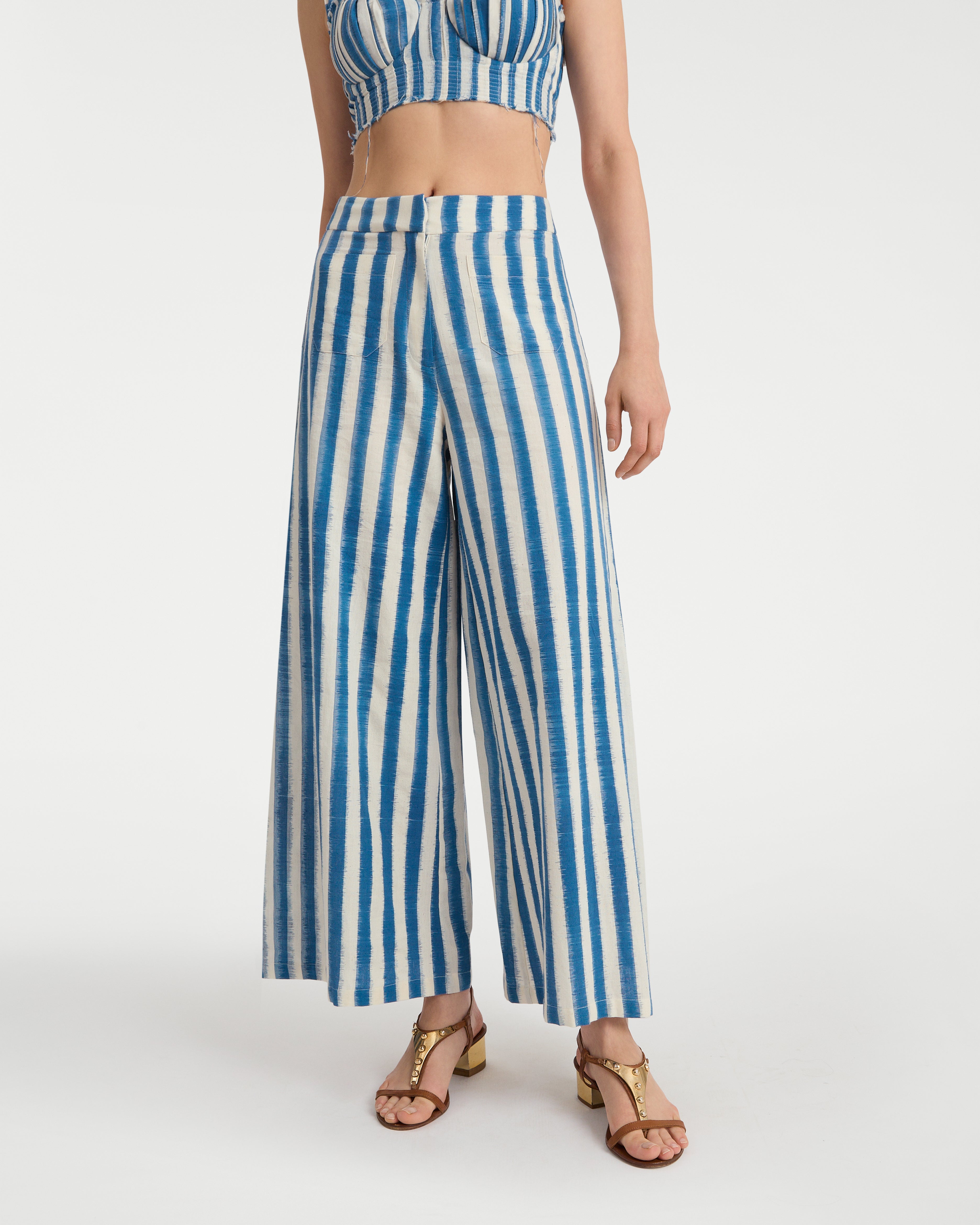 Adele Trousers in Ikat Stripes Print