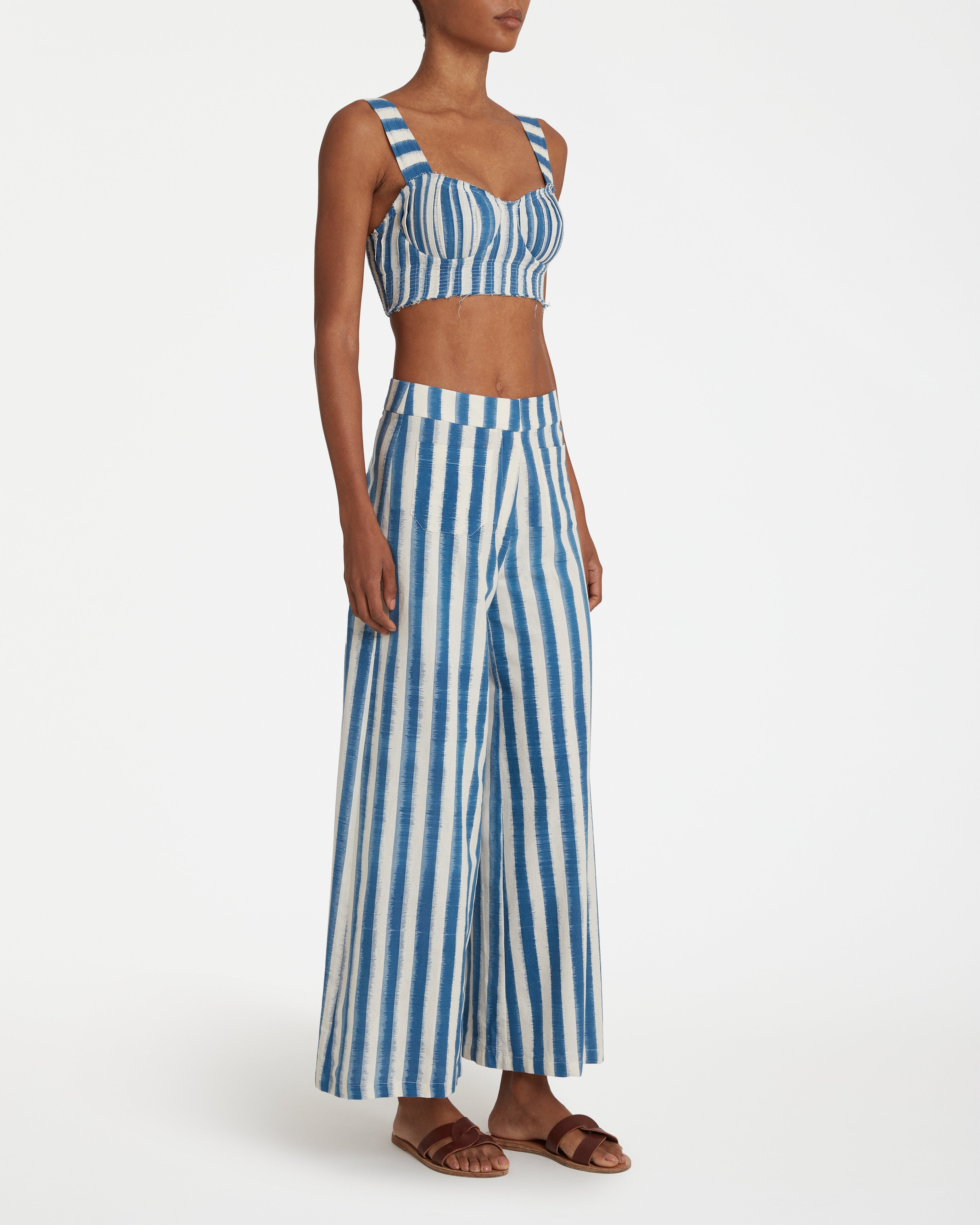 Adele Trousers in Ikat Stripes Print